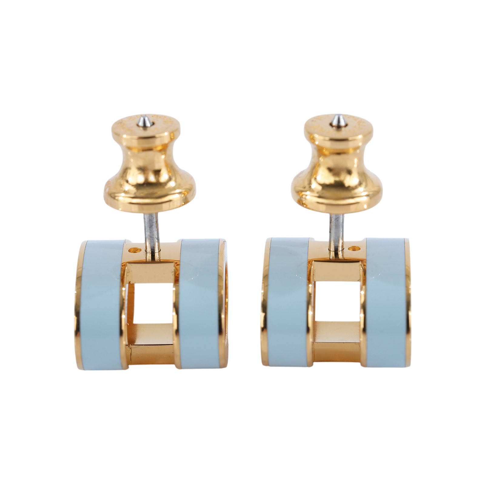 愛馬仕 Hermès Mini Pop H 耳釘 POPHE  寶寶藍MINI POP H耳環 原廠盒子