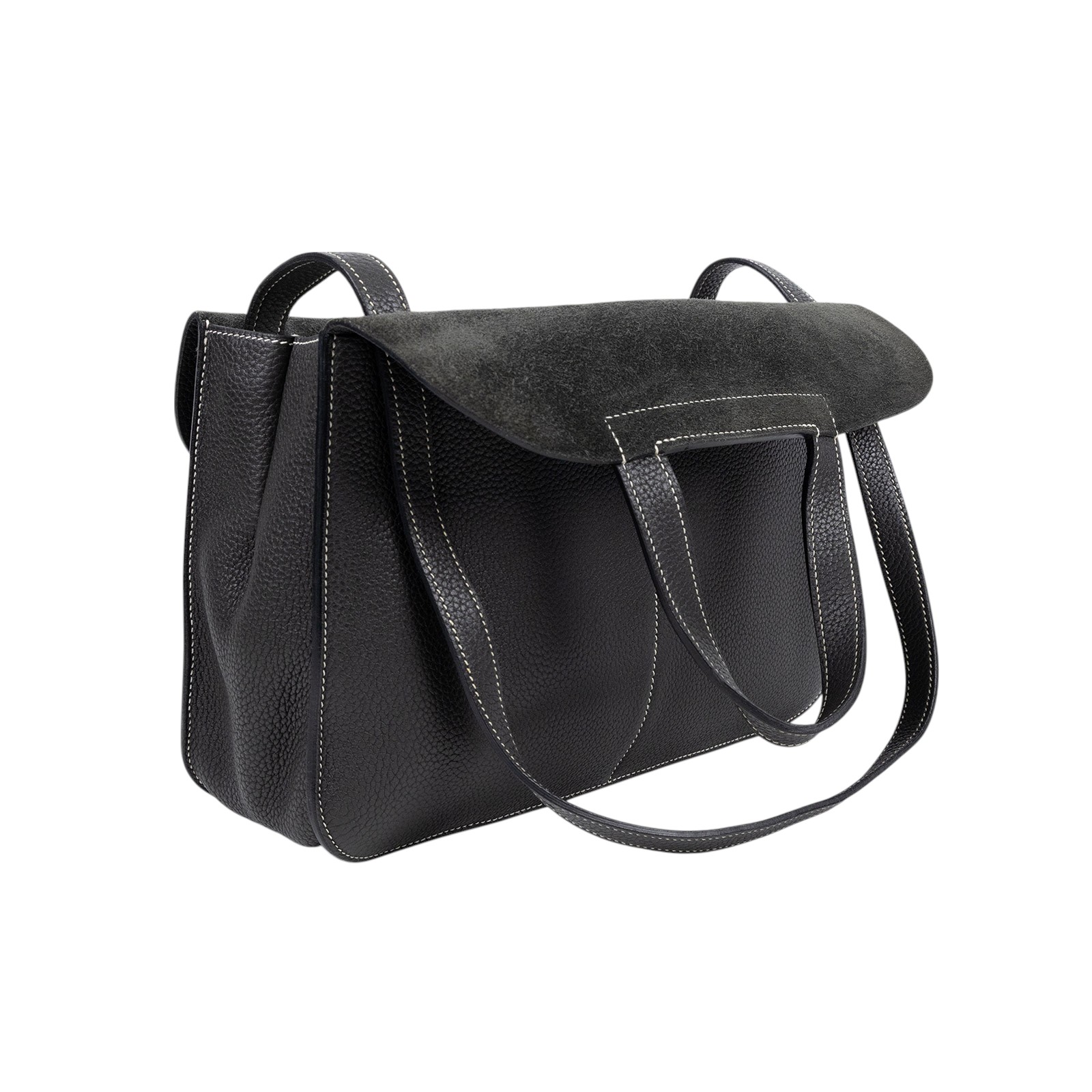 愛馬仕 Hermès Halzan 31 手拿 手提 肩背 斜背包 HZ31 T刻 深灰 HALZAN31 原廠盒子/防塵袋