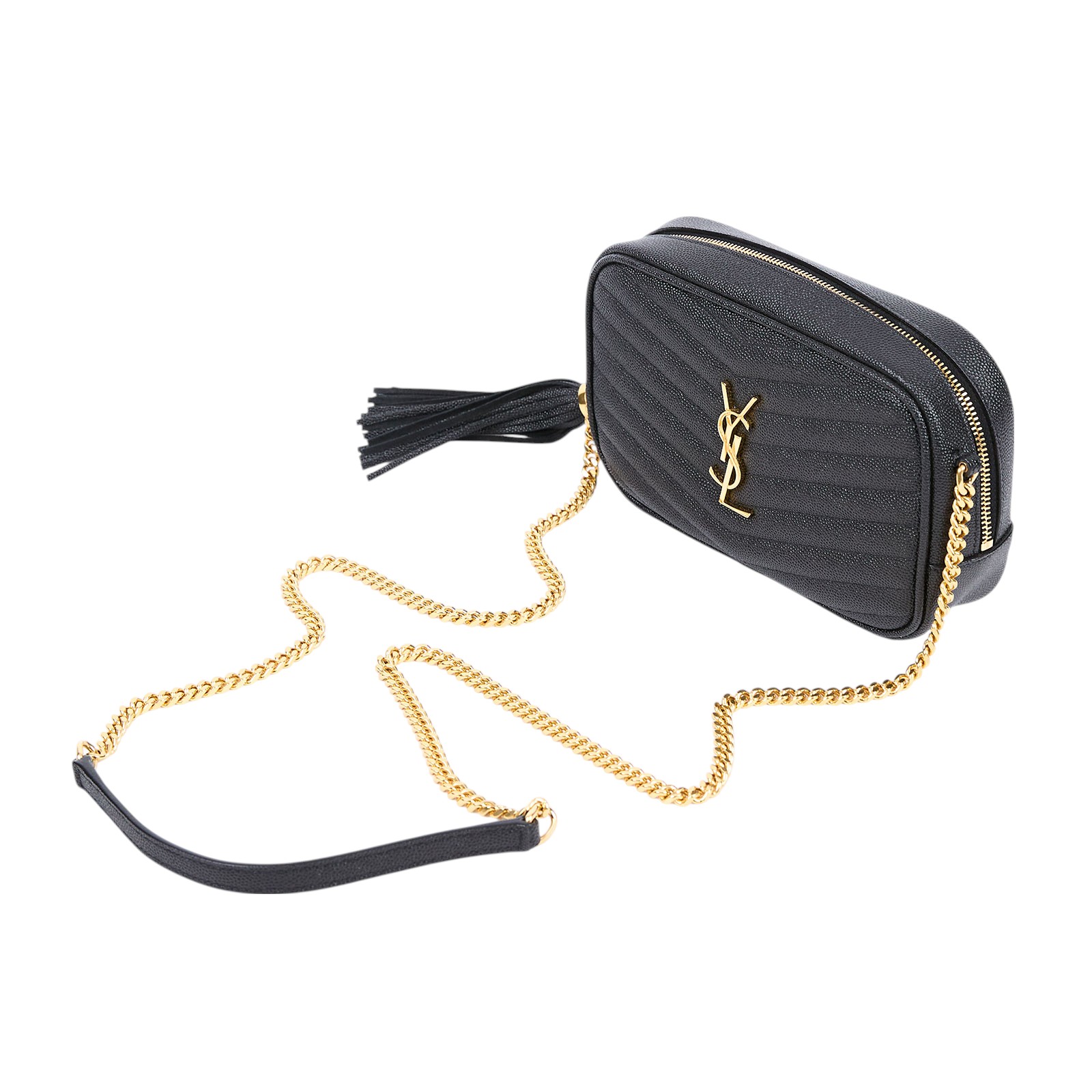 聖羅蘭 YSL SAINT LAURENT Lou 迷你相機包 ALM6180571020 黑金魚子醬相機包 原廠盒子/防塵袋
