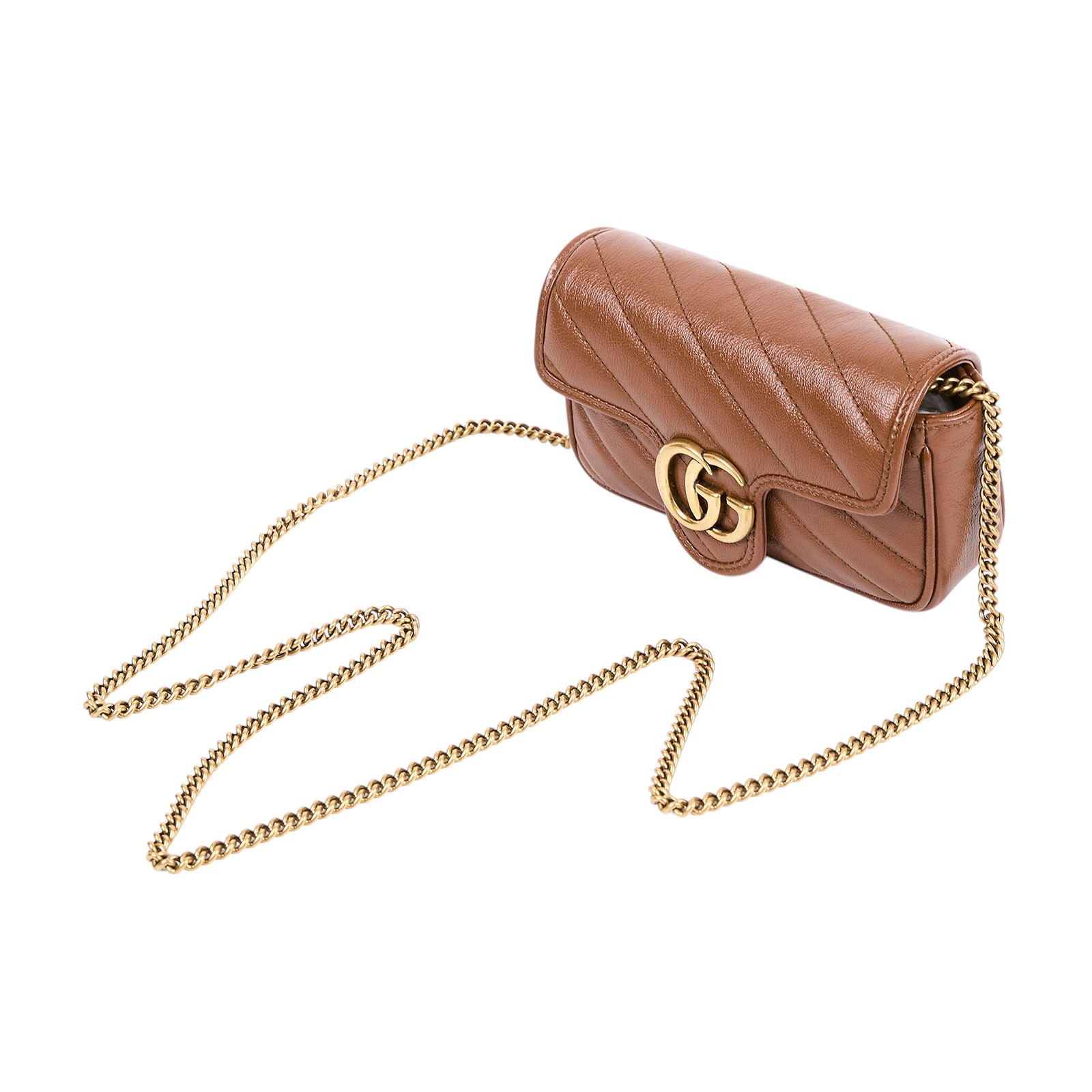 古馳 GUCCI GG Mormont 絎縫 超迷你袋 476433 咖MARMONT 無附屬品