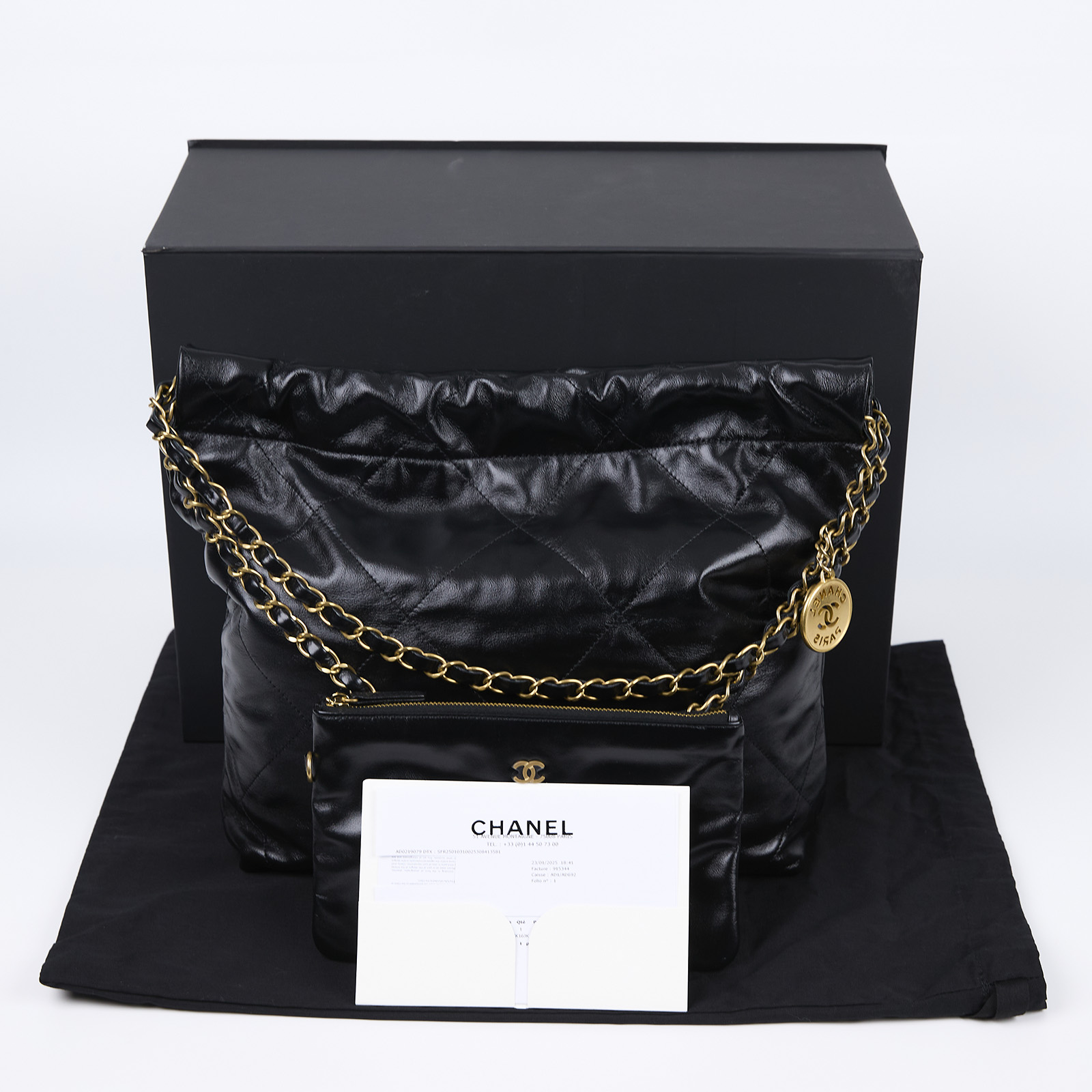 香奈兒 CHANEL 22 小型 束口包 AS3260 晶片款 黑金22包 小號 原廠盒子/防塵袋/購買證明