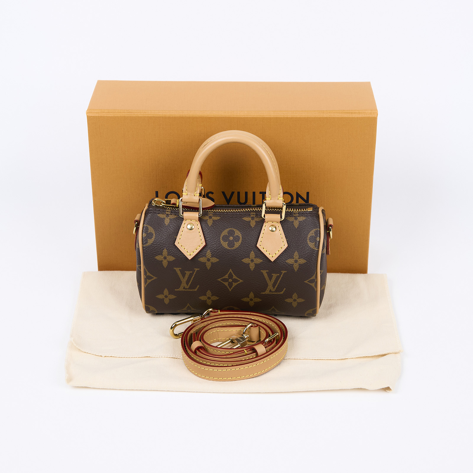 路易威登 LOUIS VUITTON Nano Speedy 原花 手提 肩背包 M81085 原花NANO SPEEDY 防塵袋/原廠盒子