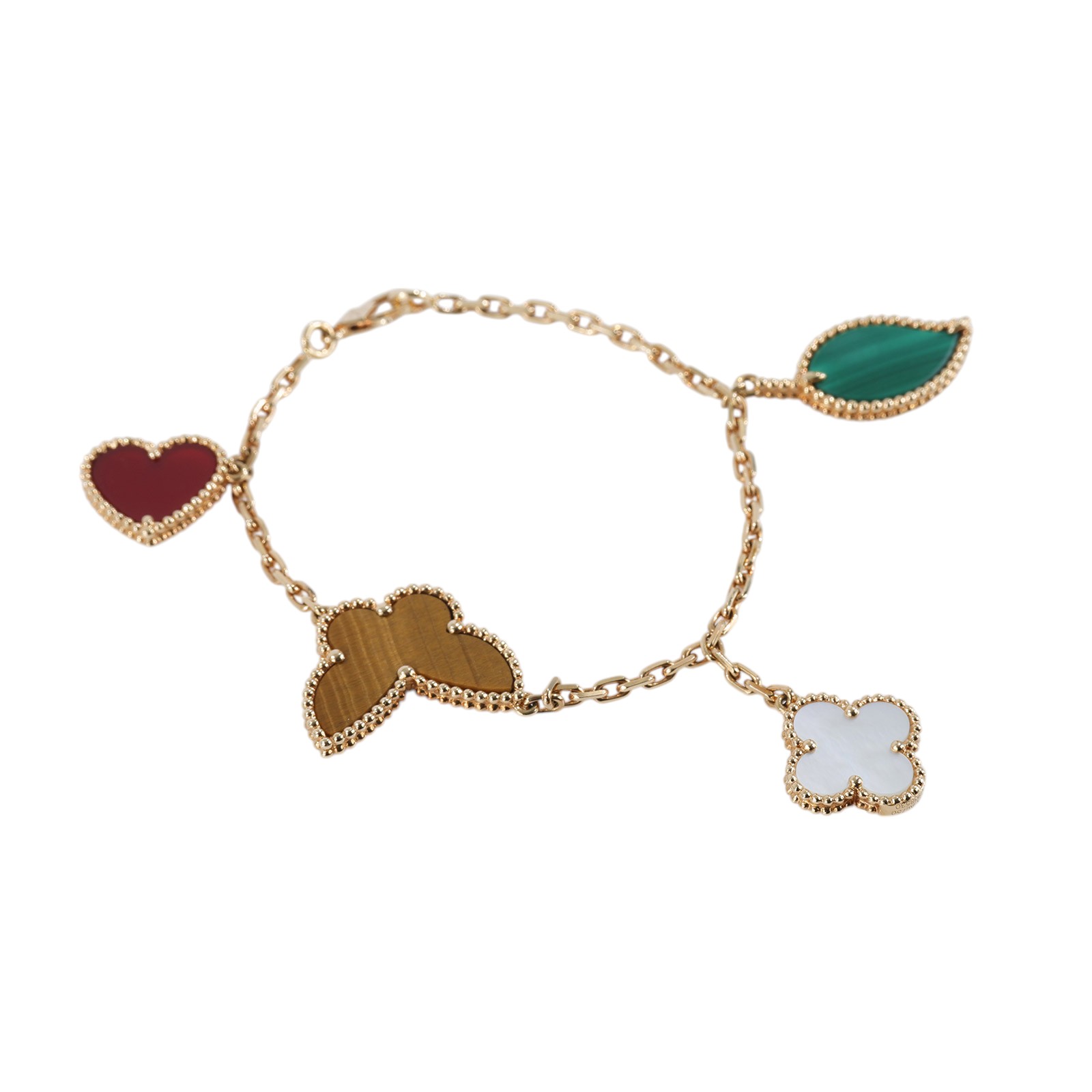梵克雅寶 Van Cleef & Arpels Lucky Alhambra手鍊 4枚墜飾 VCARD79600_改短3cm  原廠盒子/防塵袋/保書/修改單