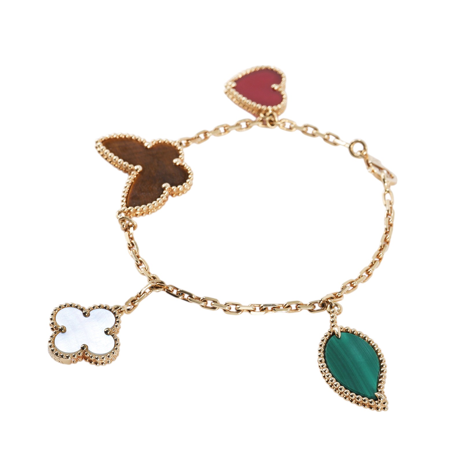 梵克雅寶 Van Cleef & Arpels Lucky Alhambra手鍊 4枚墜飾 VCARD79600_改短3cm  原廠盒子/防塵袋/保書/修改單