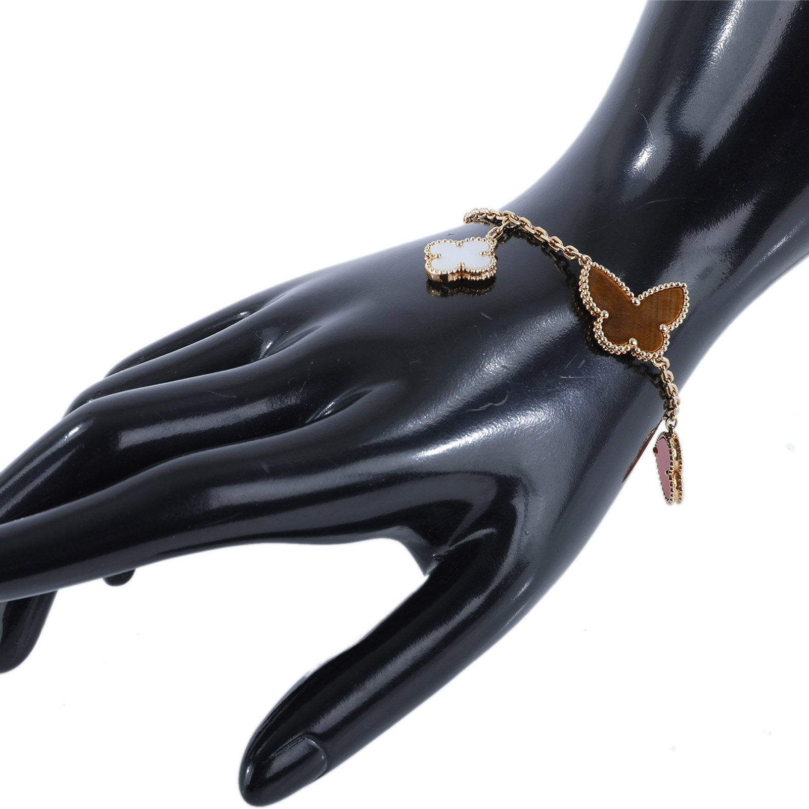 梵克雅寶 Van Cleef & Arpels Lucky Alhambra手鍊 4枚墜飾 VCARD79600_改短3cm  原廠盒子/防塵袋/保書/修改單