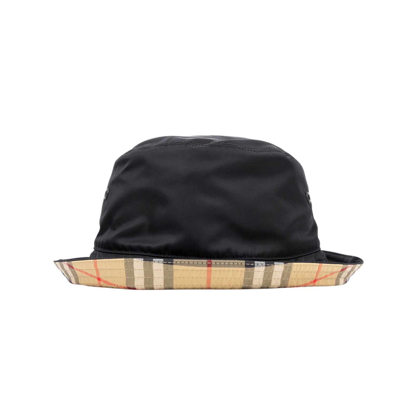 博柏利 BURBERRY 格紋 雙面水桶帽 8064349_M 黑內格紋漁夫帽 原廠盒子/防塵袋