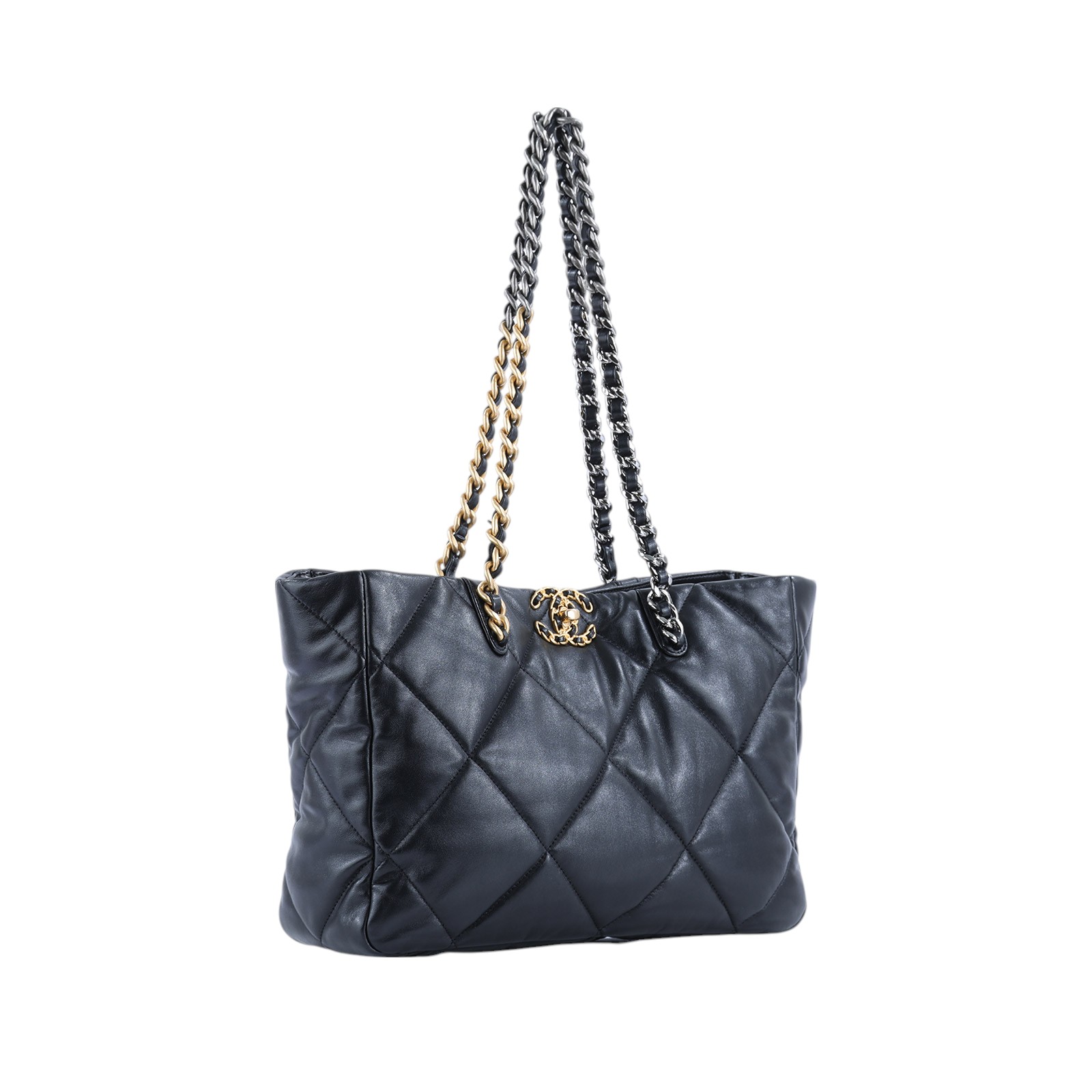 香奈兒 CHANEL 19 購物袋  晶片款 黑金羊19 SHOPPING BAG 原廠盒子/防塵袋