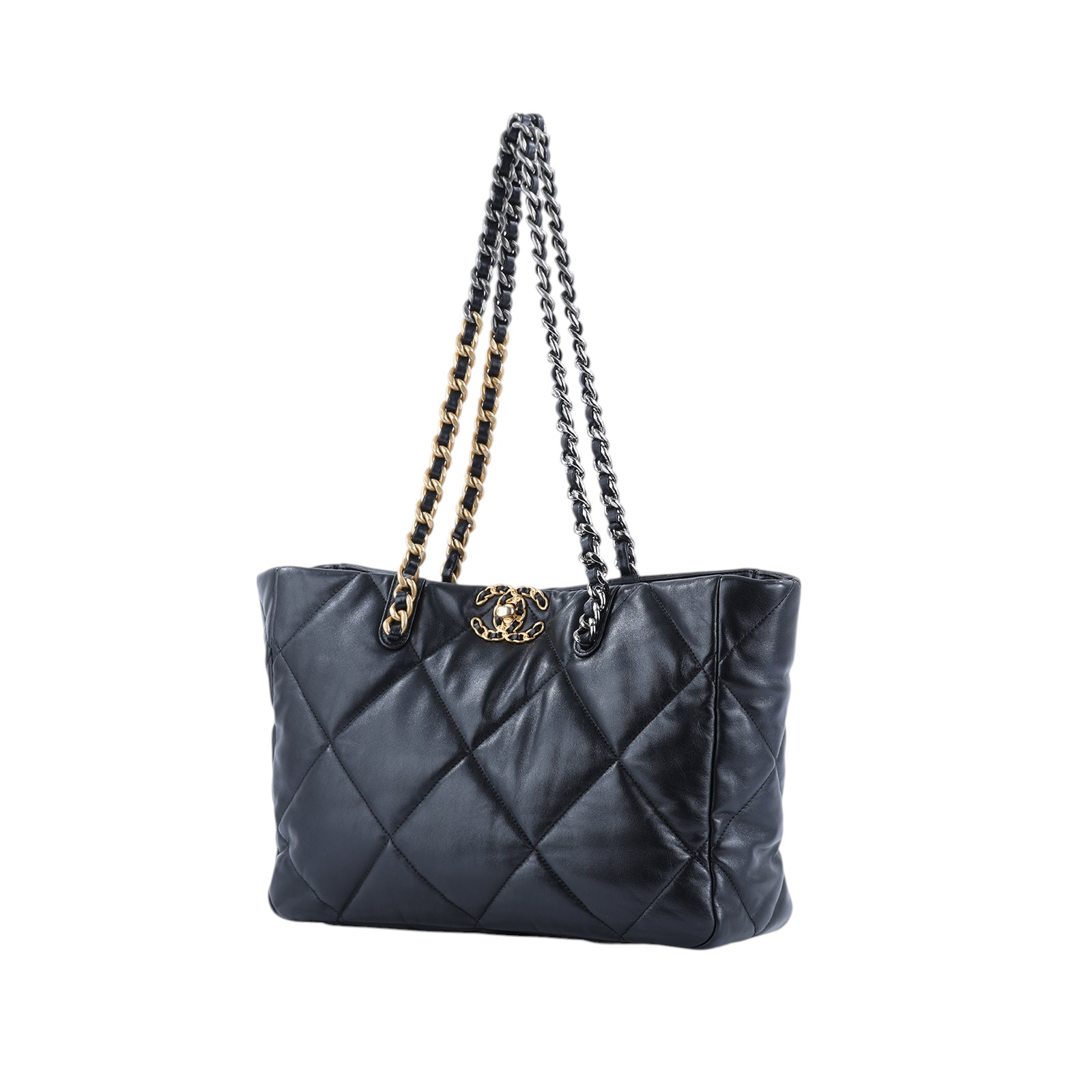 香奈兒 CHANEL 19 購物袋  晶片款 黑金羊19 SHOPPING BAG 原廠盒子/防塵袋