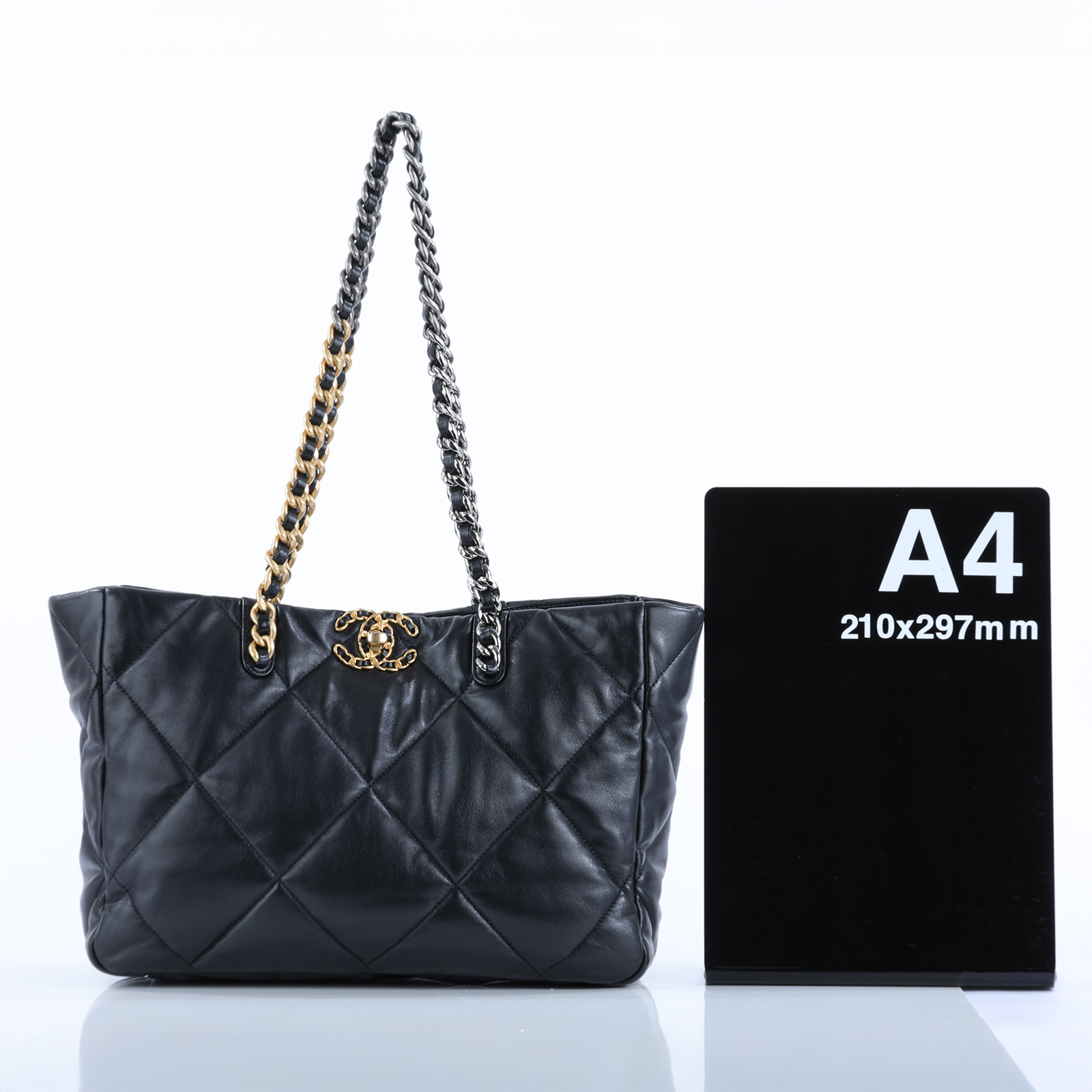 香奈兒 CHANEL 19 購物袋  晶片款 黑金羊19 SHOPPING BAG 原廠盒子/防塵袋