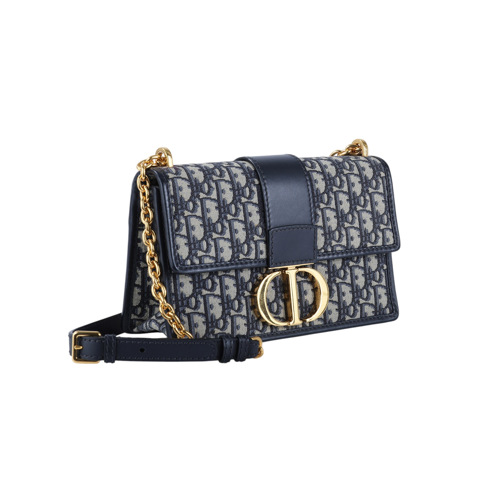 迪奧 CHRISTIAN DIOR 30 Montaigne 鏈帶 肩背手提包 藍色 M9208UTZQ 藍緹花蒙田30鍊帶款 原廠盒子