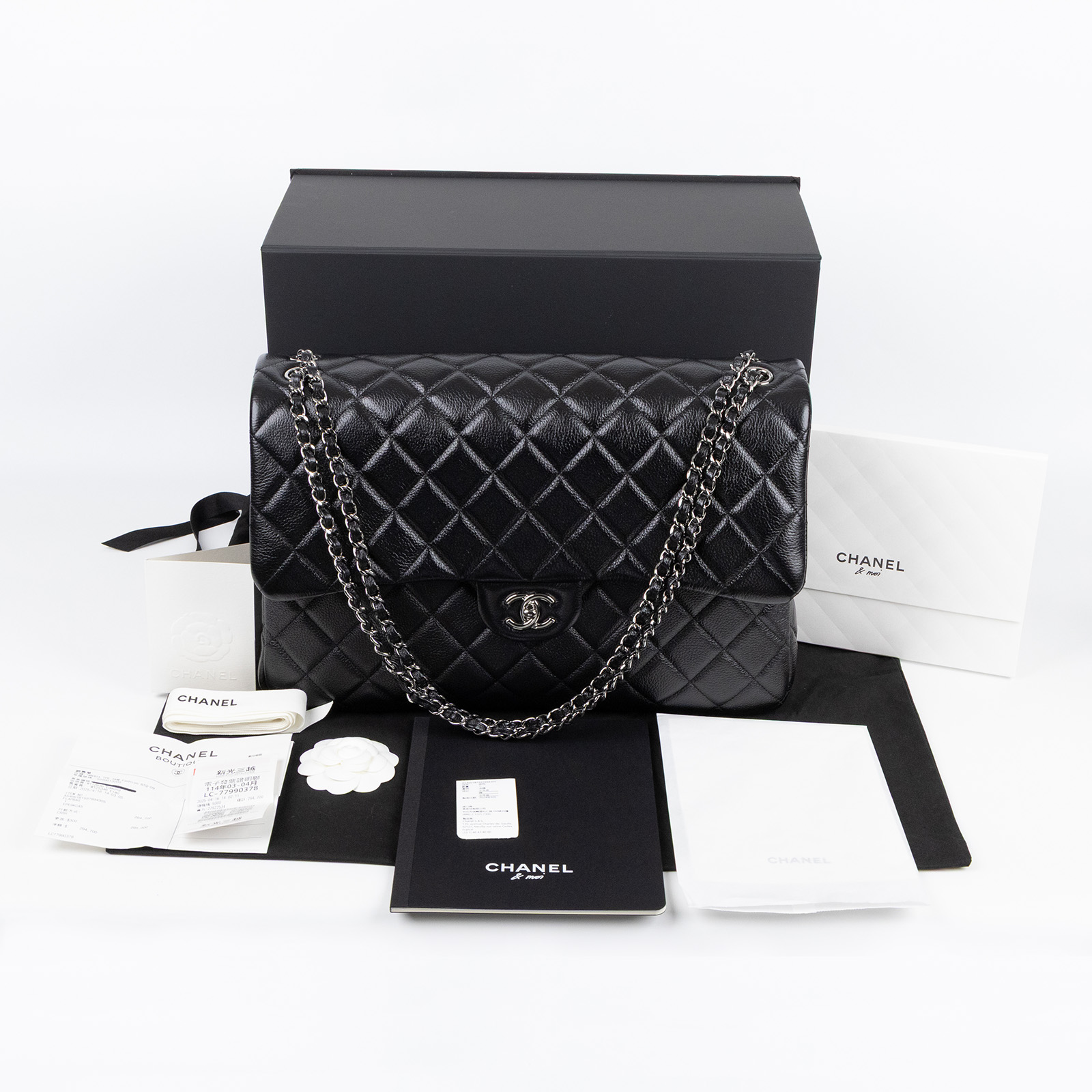 香奈兒 CHANEL CF 經典 超大 口蓋包 AS4661 黑色牛皮CF40 原廠盒子/防塵袋/購買證明