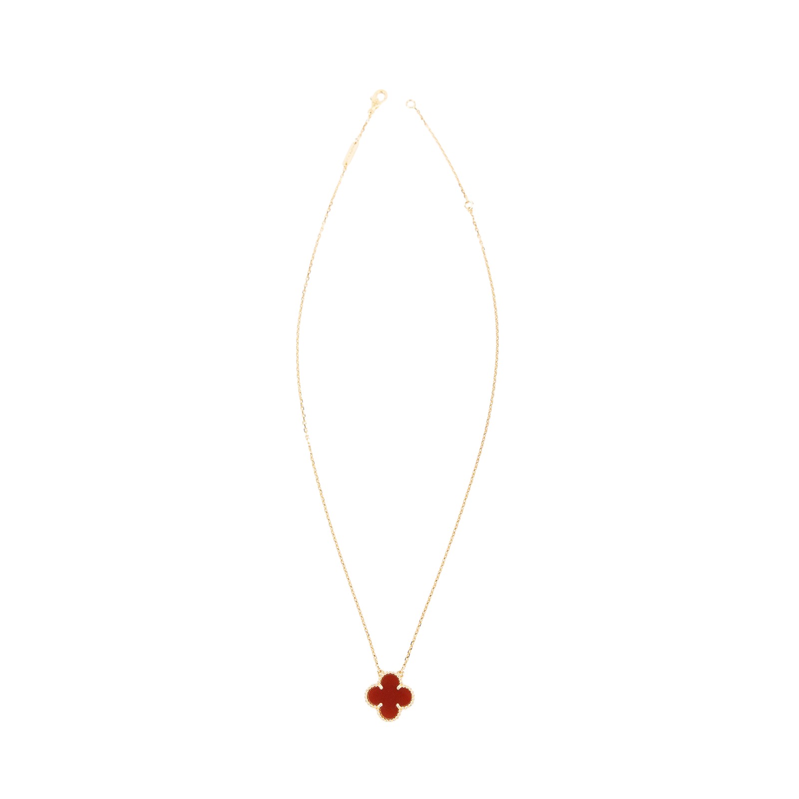 梵克雅寶 Van Cleef & Arpels Vintage Alhambra 吊墜 小型 VCARD38500 紅玉髓幸運草項鍊 原廠盒子/證書/購買證明