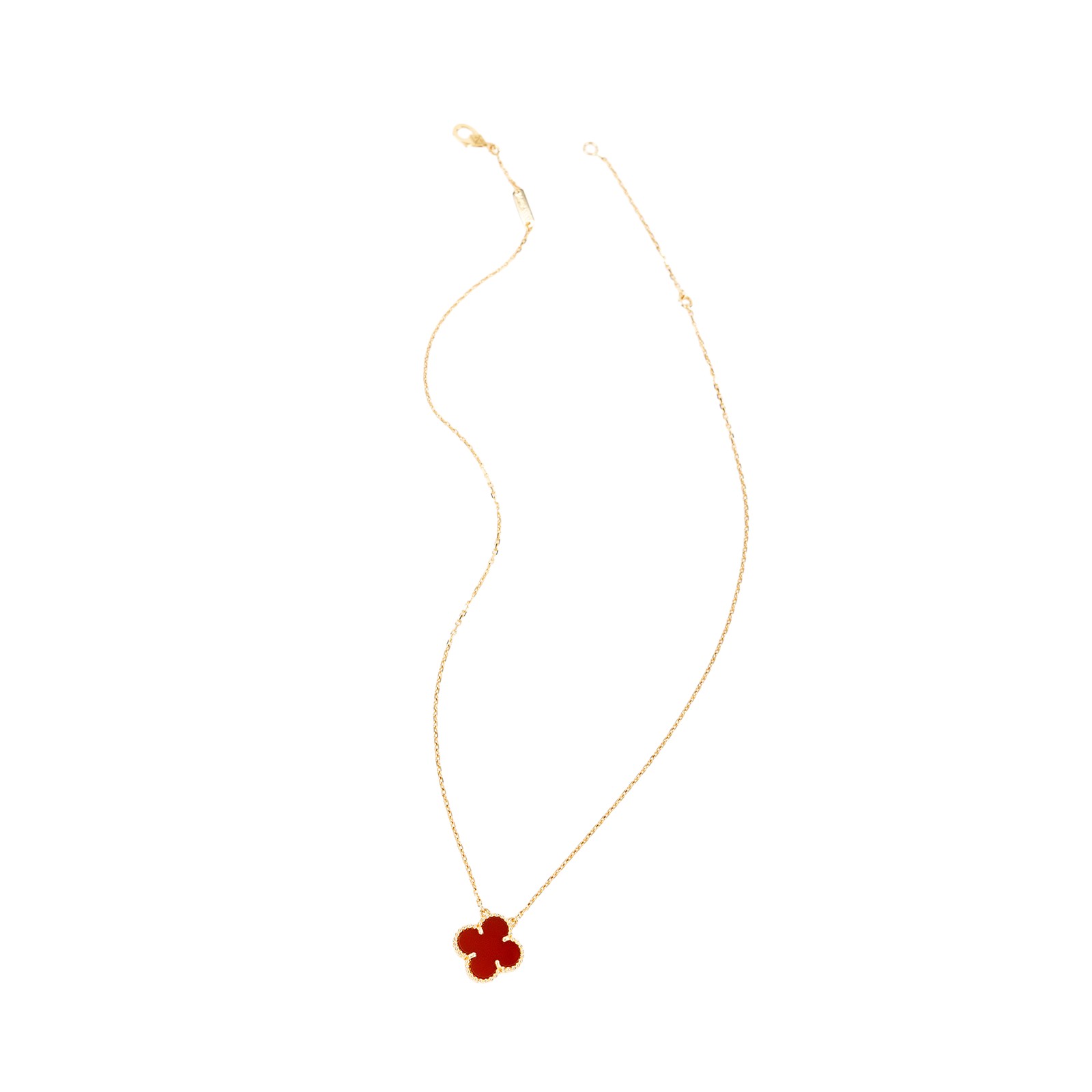 梵克雅寶 Van Cleef & Arpels Vintage Alhambra 吊墜 小型 VCARD38500 紅玉髓幸運草項鍊 原廠盒子/證書/購買證明