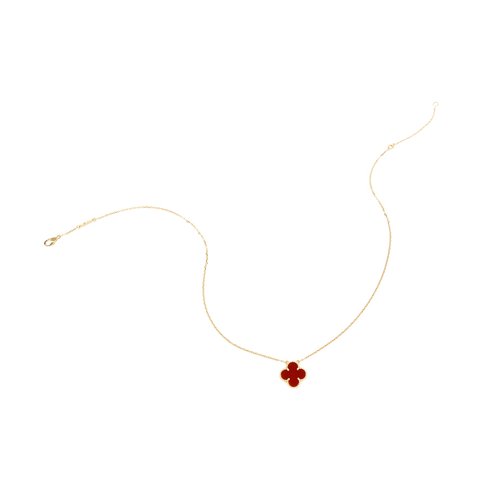 梵克雅寶 Van Cleef & Arpels Vintage Alhambra 吊墜 小型 VCARD38500 紅玉髓幸運草項鍊 原廠盒子/證書/購買證明