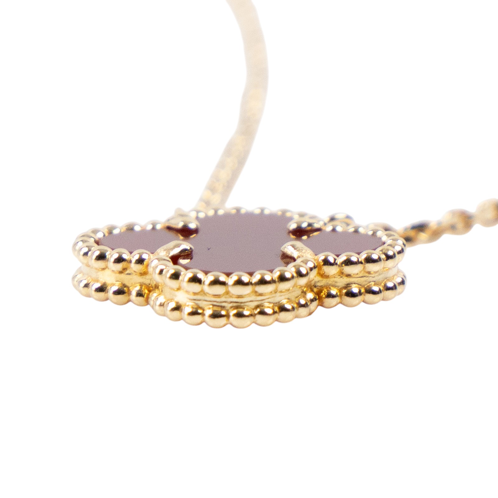 梵克雅寶 Van Cleef & Arpels Vintage Alhambra 吊墜 小型 VCARD38500 紅玉髓幸運草項鍊 原廠盒子/證書/購買證明
