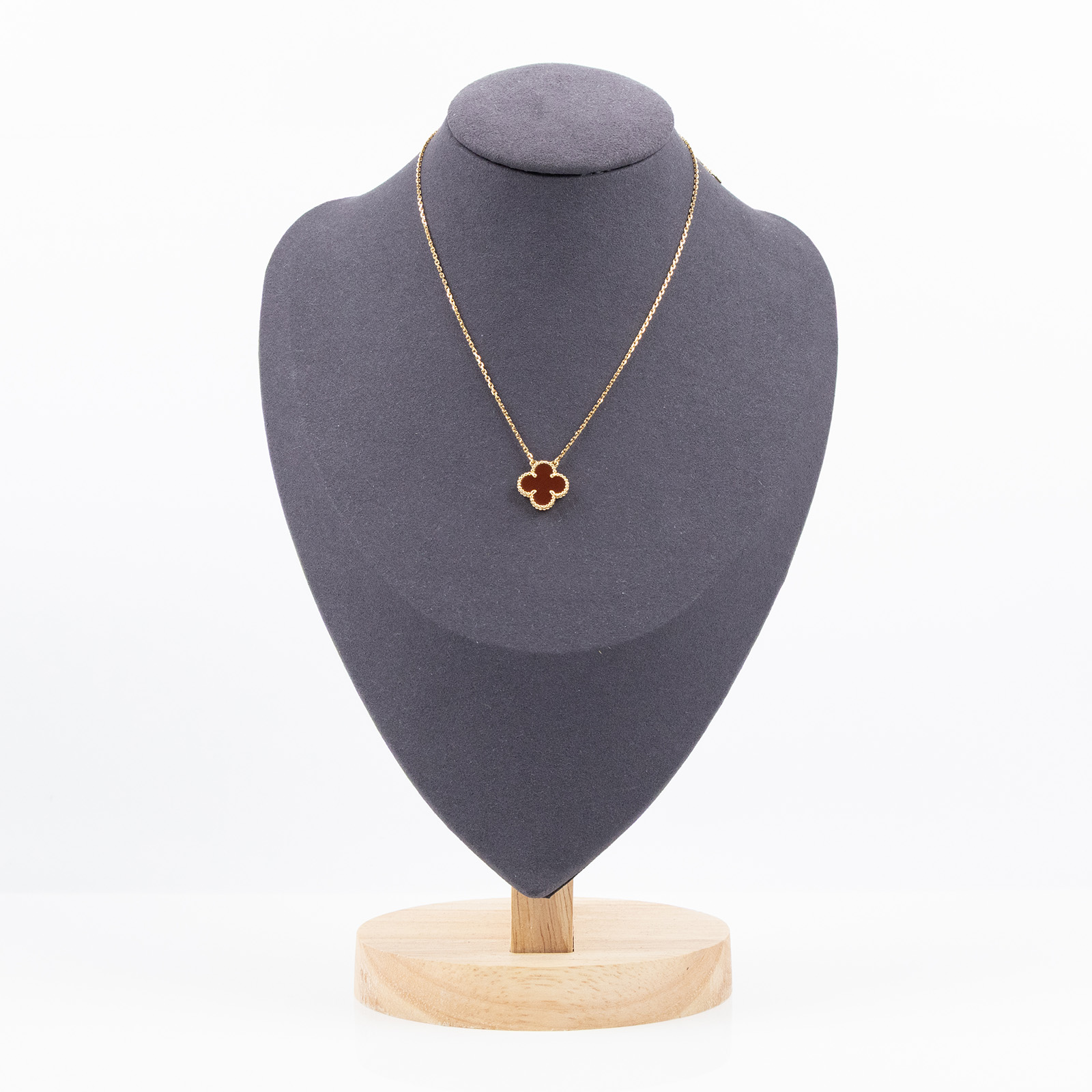 梵克雅寶 Van Cleef & Arpels Vintage Alhambra 吊墜 小型 VCARD38500 紅玉髓幸運草項鍊 原廠盒子/證書/購買證明