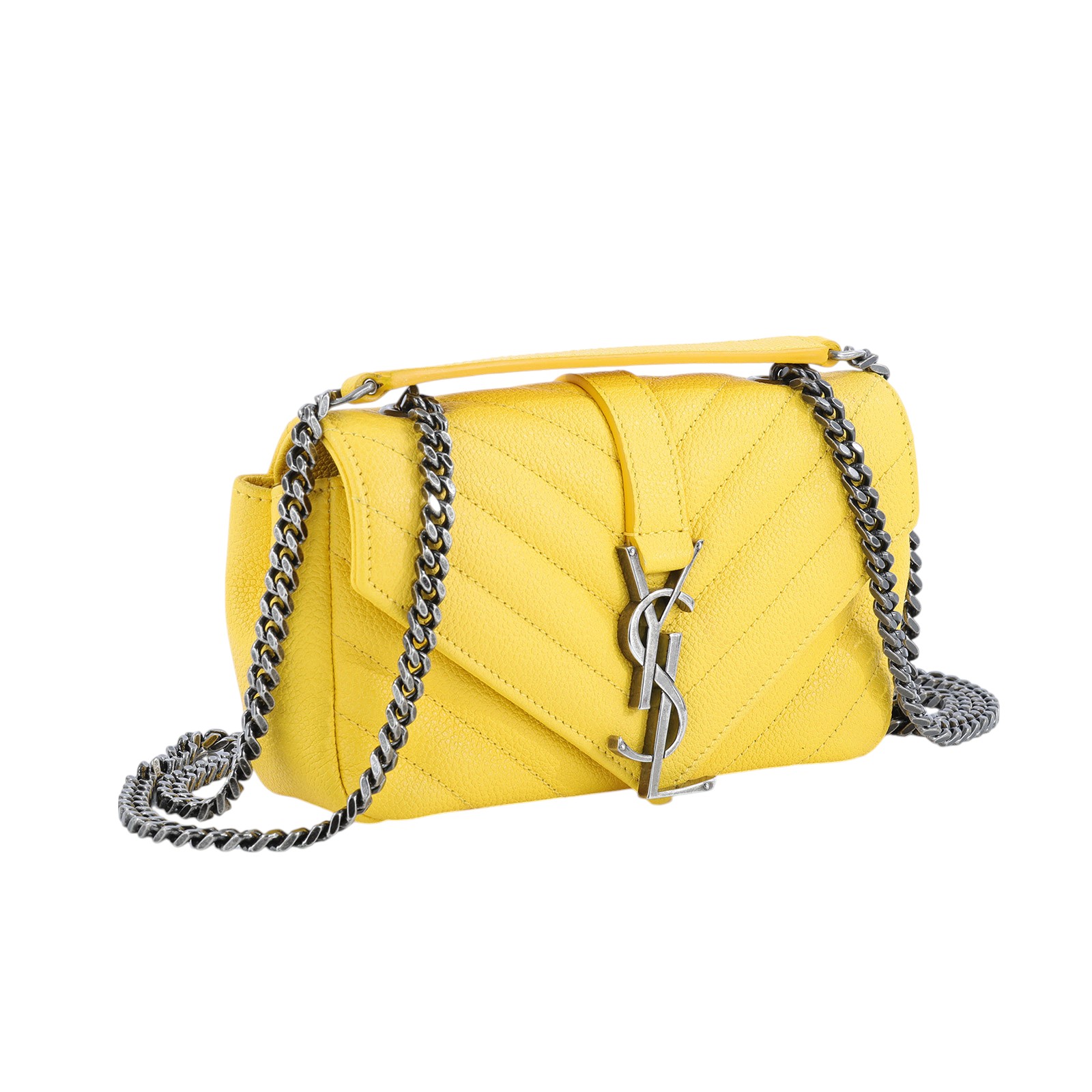 聖羅蘭 YSL SAINT LAURENT 鏈條肩背包 399289B6804 黃色學院包 MINI 無附屬品