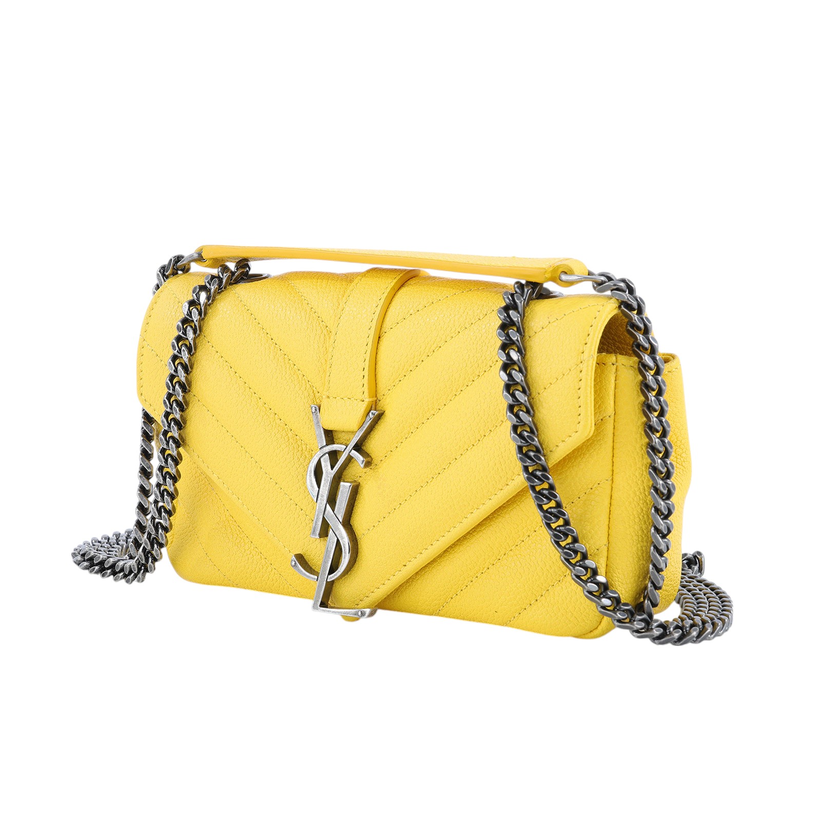 聖羅蘭 YSL SAINT LAURENT 鏈條肩背包 399289B6804 黃色學院包 MINI 無附屬品