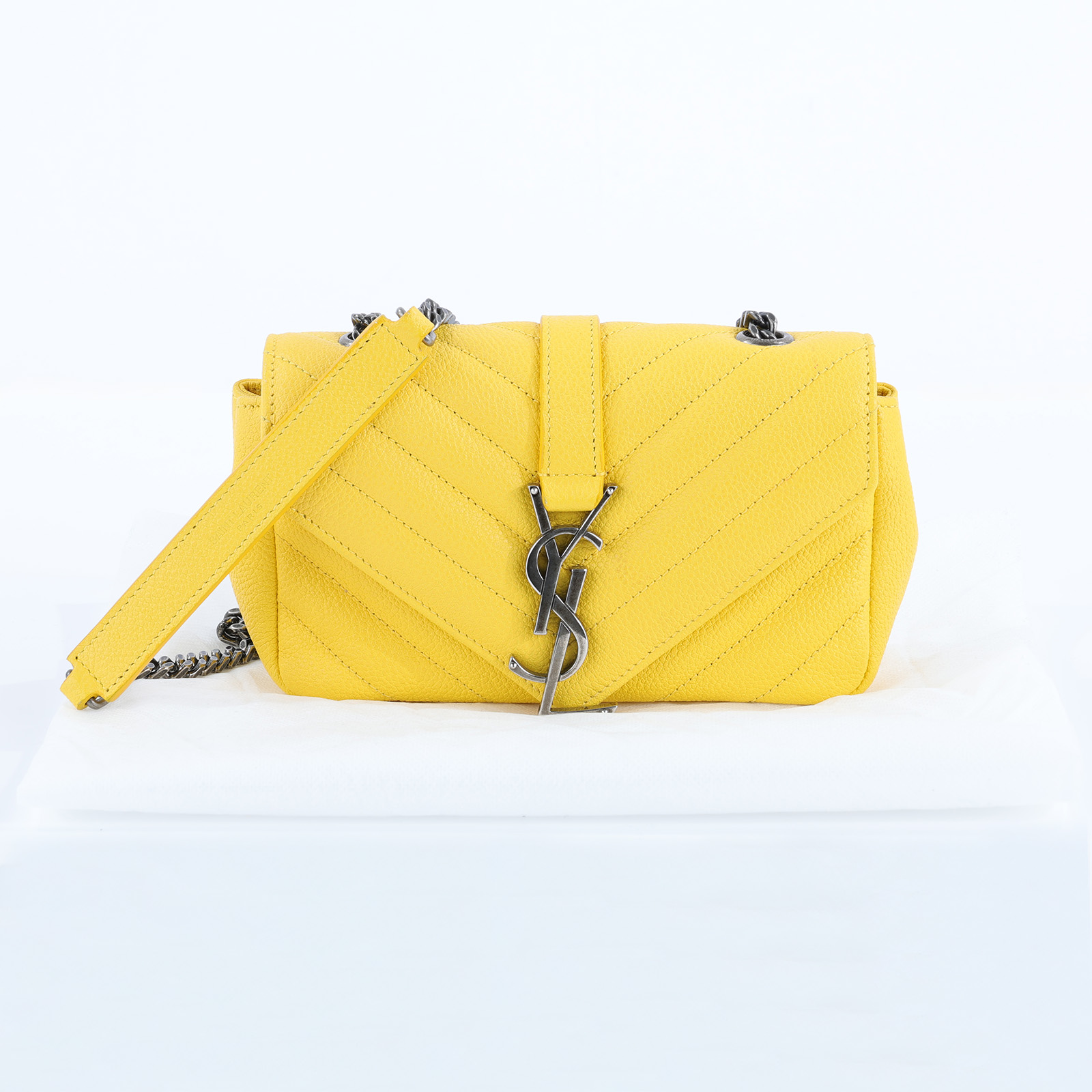 聖羅蘭 YSL SAINT LAURENT 鏈條肩背包 399289B6804 黃色學院包 MINI 無附屬品
