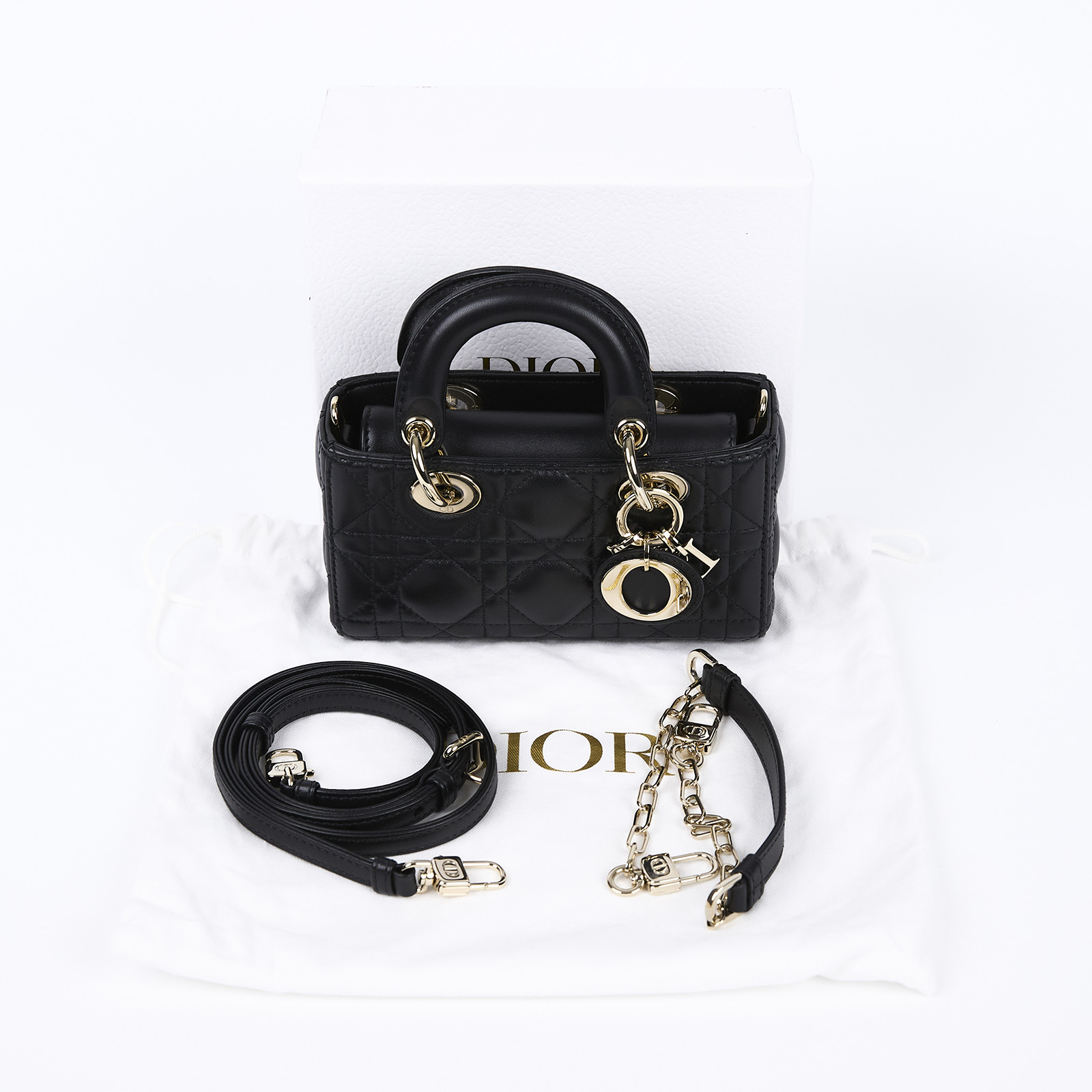 迪奧 CHRISTIAN DIOR Lady D-Joy 微型手袋 S0910ONGE 黑D-JOY MICRO 防塵袋/原廠盒子