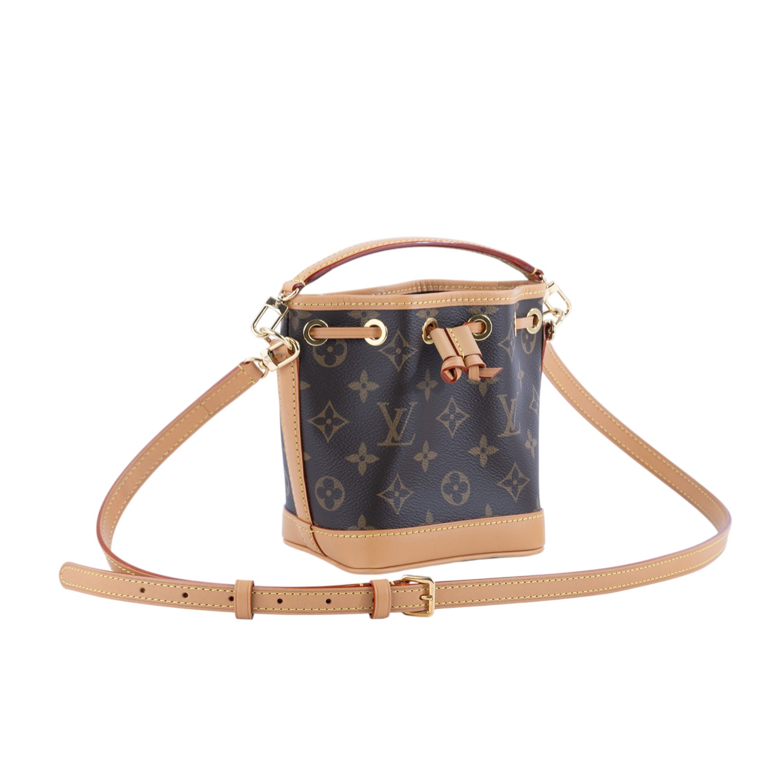 路易威登 LOUIS VUITTON Nano Noé 原花 束口水桶包 M81266 晶片款 原花NANO NOE 水桶包 原廠盒子/防塵袋