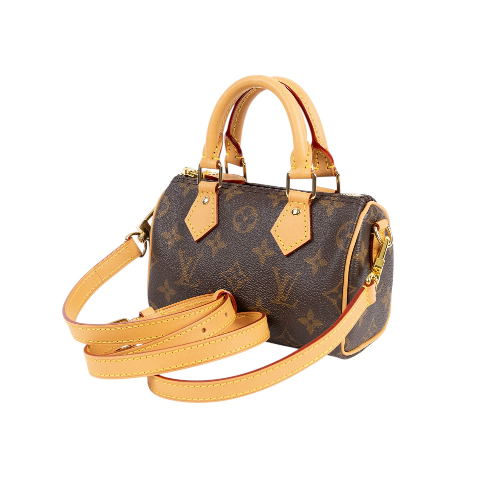 路易威登 LOUIS VUITTON Nano Speedy 原花 手提 肩背包 M81085 原花NANO SPEEDY 原廠盒子/防塵袋/背帶