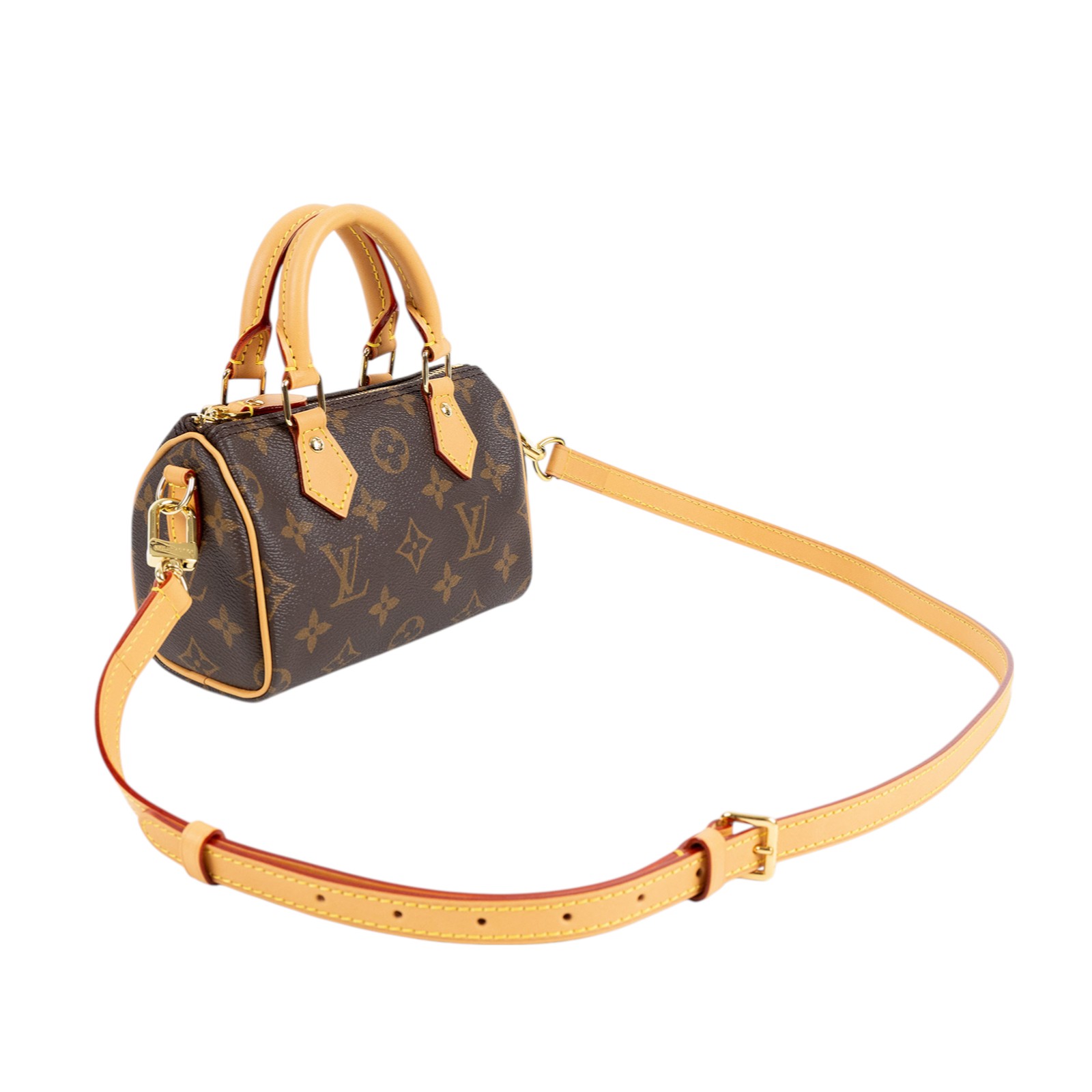 路易威登 LOUIS VUITTON Nano Speedy 原花 手提 肩背包 M81085 原花NANO SPEEDY 原廠盒子/防塵袋/背帶