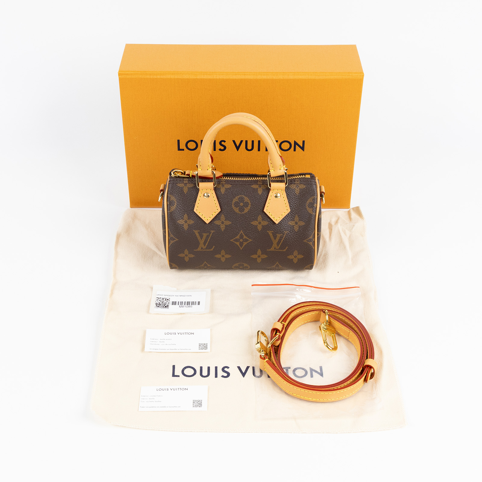 路易威登 LOUIS VUITTON Nano Speedy 原花 手提 肩背包 M81085 原花NANO SPEEDY 原廠盒子/防塵袋/背帶