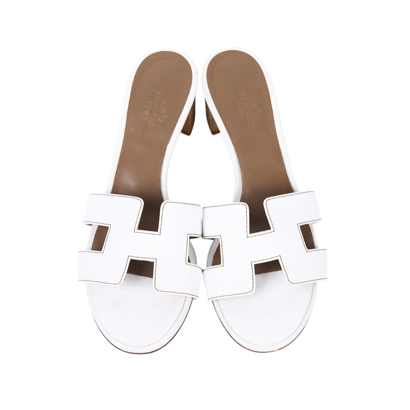愛馬仕 Hermès Oasis 涼鞋 H071002Zv02370 #37 白H高跟涼鞋 防塵袋