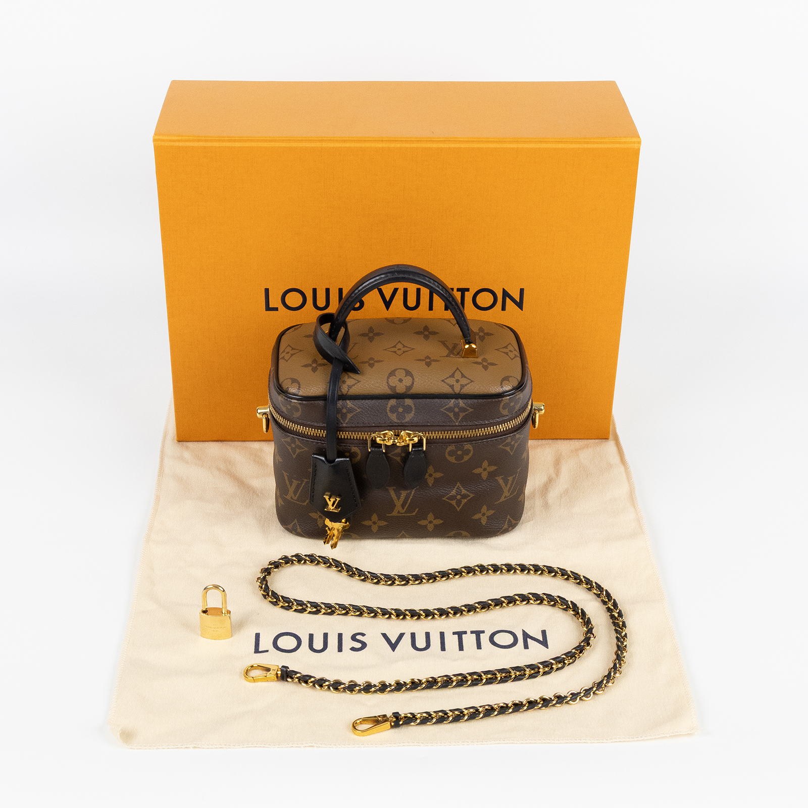路易威登 LOUIS VUITTON Vanity PM 手提 斜背 化妝箱 M45165 晶片款 原花VANITY PM 原廠盒子/防塵袋/鎖組