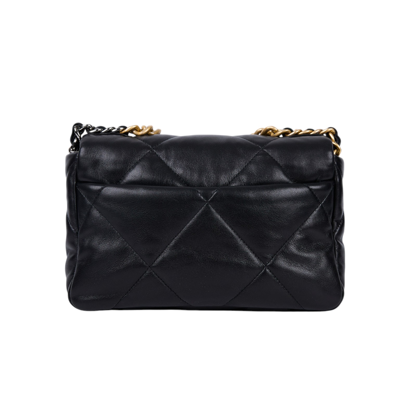 香奈兒 CHANEL 19 口蓋包 菱格紋 金銀鍊帶 手提 肩背包 AS1160 黑金羊19包 26CM 無附屬品