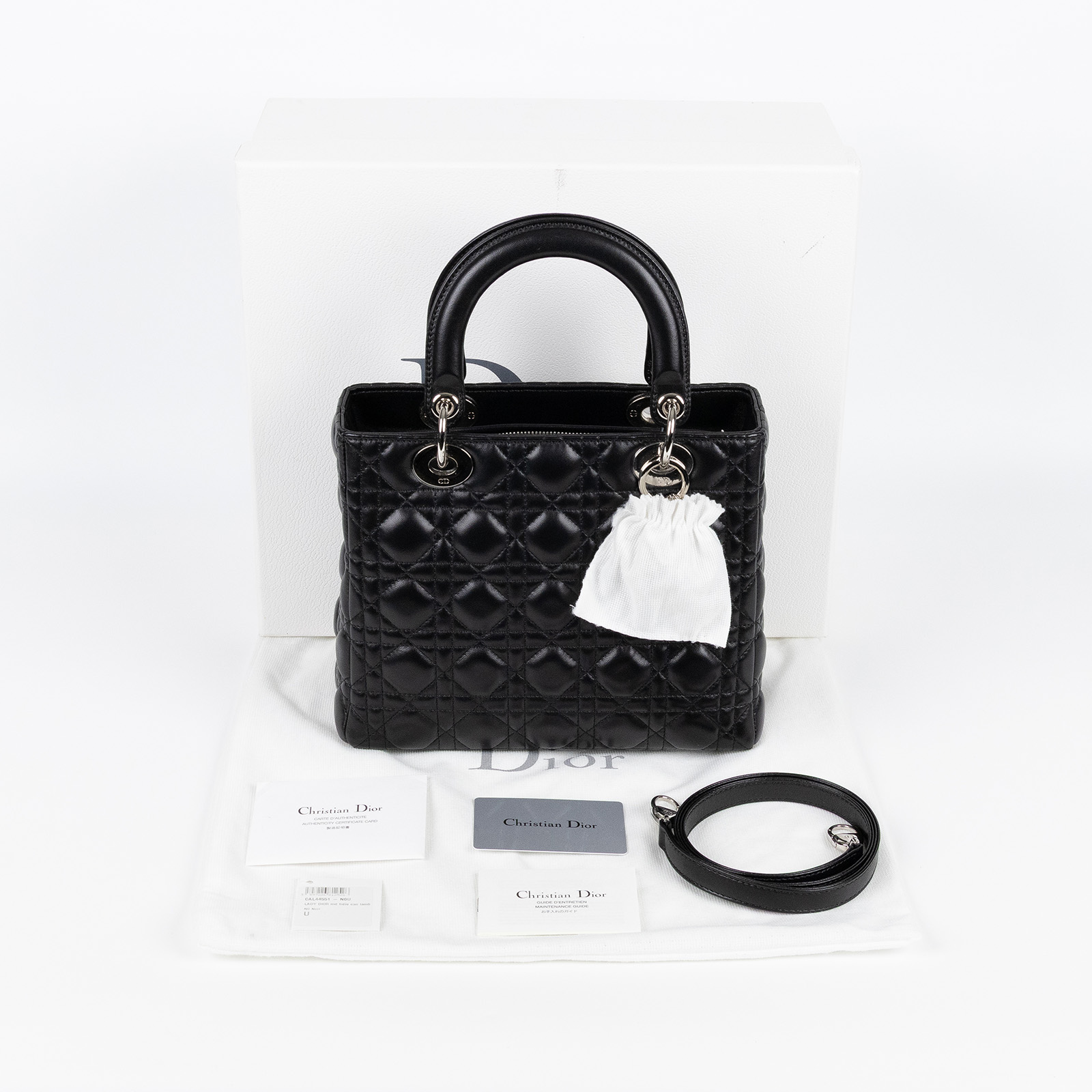 迪奧 CHRISTIAN DIOR Lady Dior 中型 肩背 斜背 手提包 M0565PNGE  原廠盒子/防塵袋/保證卡/背帶
