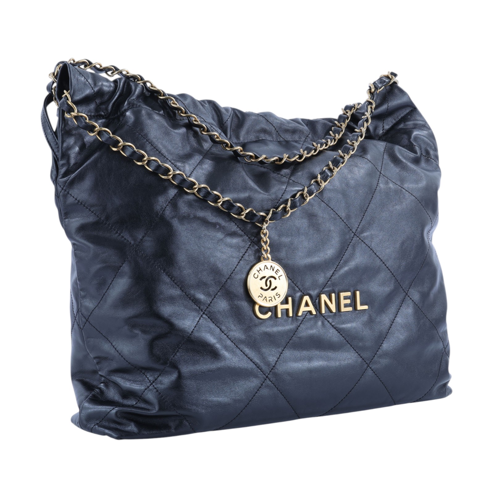 香奈兒 CHANEL 22 中型 束口包 AS3261 晶片款 黑金22 BAG  中號 防塵袋