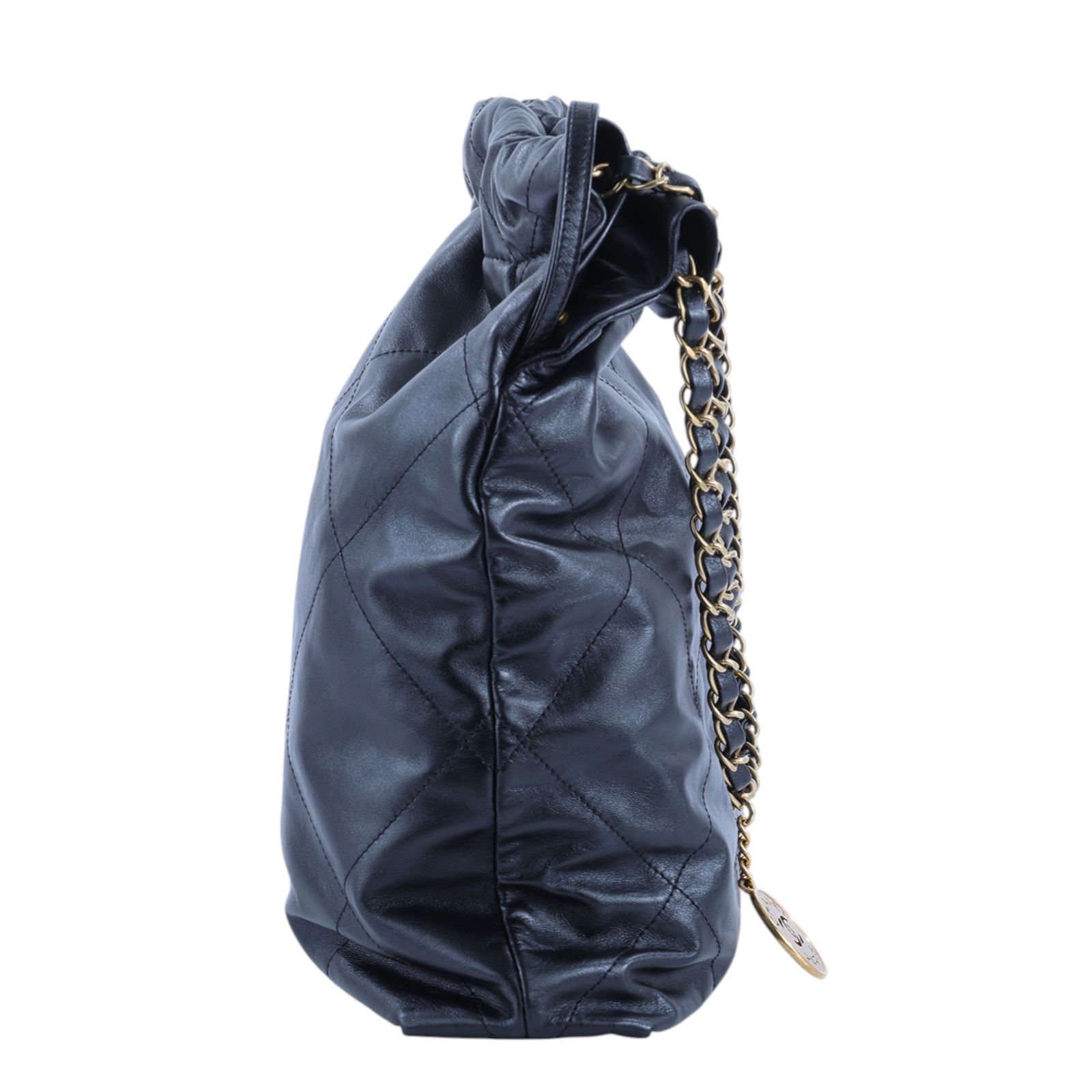 香奈兒 CHANEL 22 中型 束口包 AS3261 晶片款 黑金22 BAG  中號 防塵袋