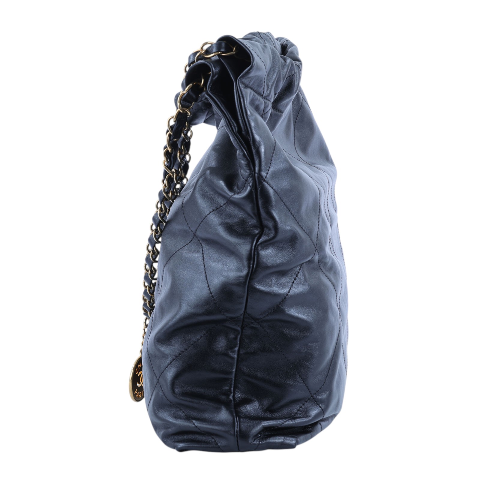 香奈兒 CHANEL 22 中型 束口包 AS3261 晶片款 黑金22 BAG  中號 防塵袋