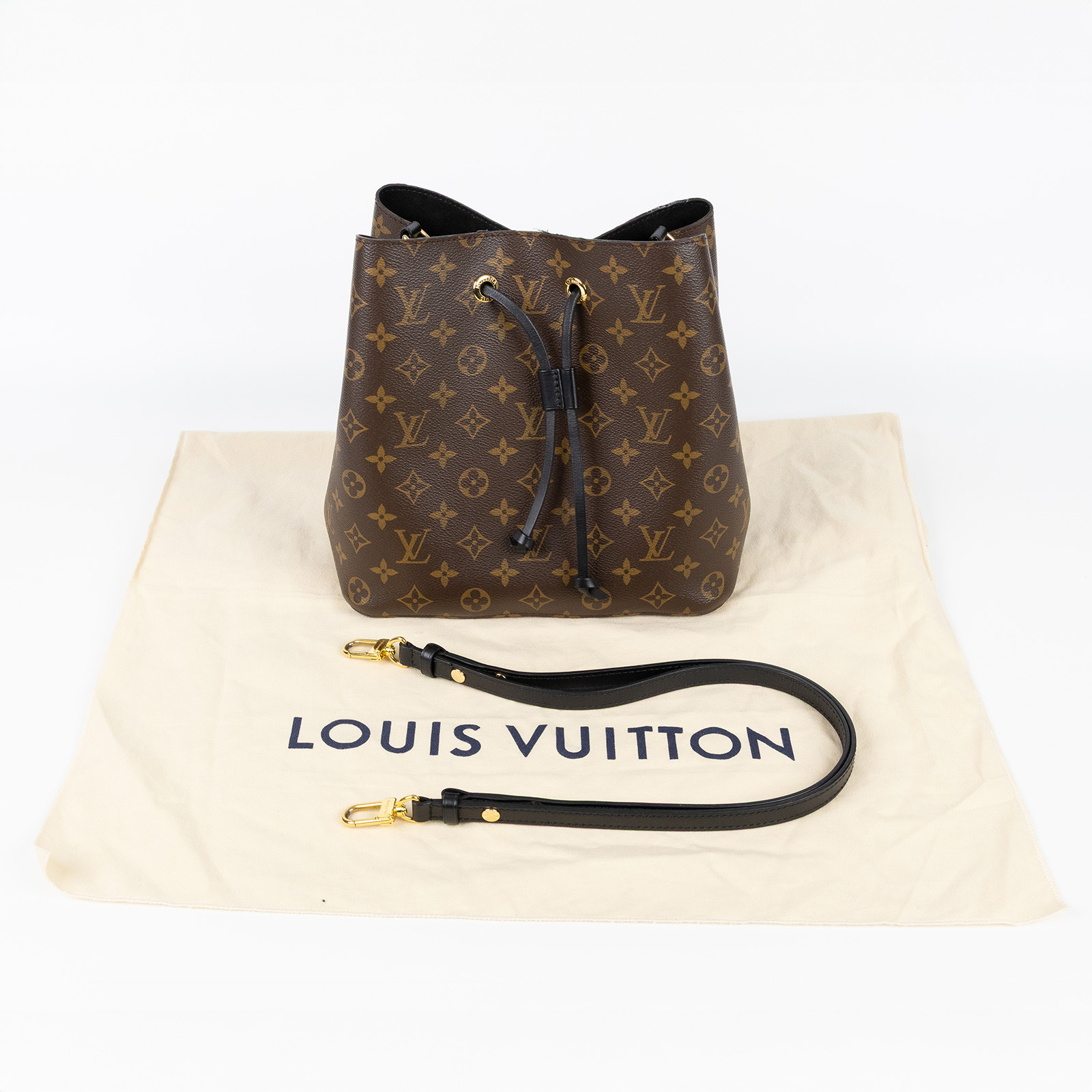 路易威登 LOUIS VUITTON NéoNoé MM 原花 束口水桶包 M44020 晶片款 黑原花NEONOE水桶包 防塵袋