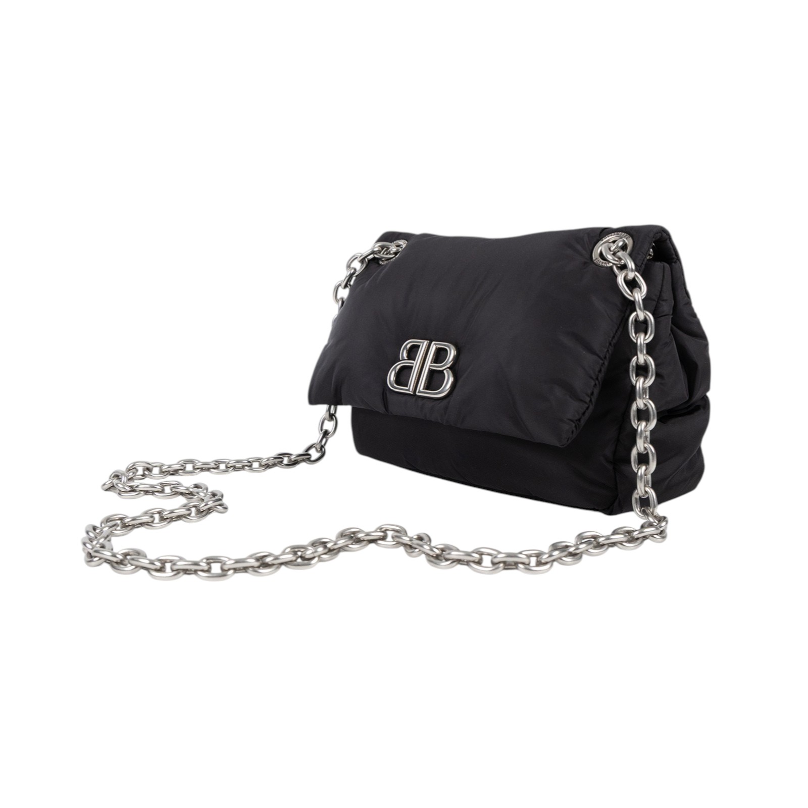 巴黎世家 BALENCIAGA Monaco 肩背包 迷你 7929772AA6J 黑尼龍鍊包 防塵袋