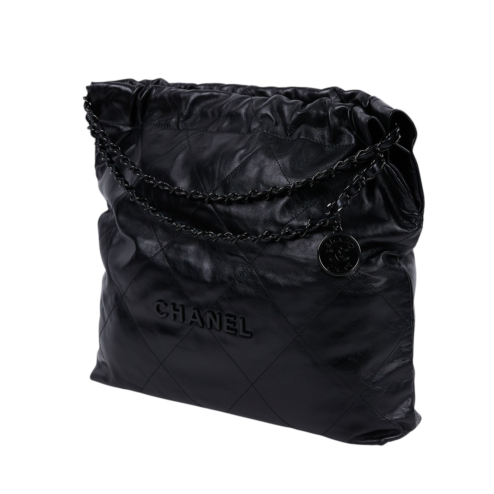 香奈兒 CHANEL 22 中型 束口包 AS3261 晶片款 SO BLACK 22包 中號 防塵袋