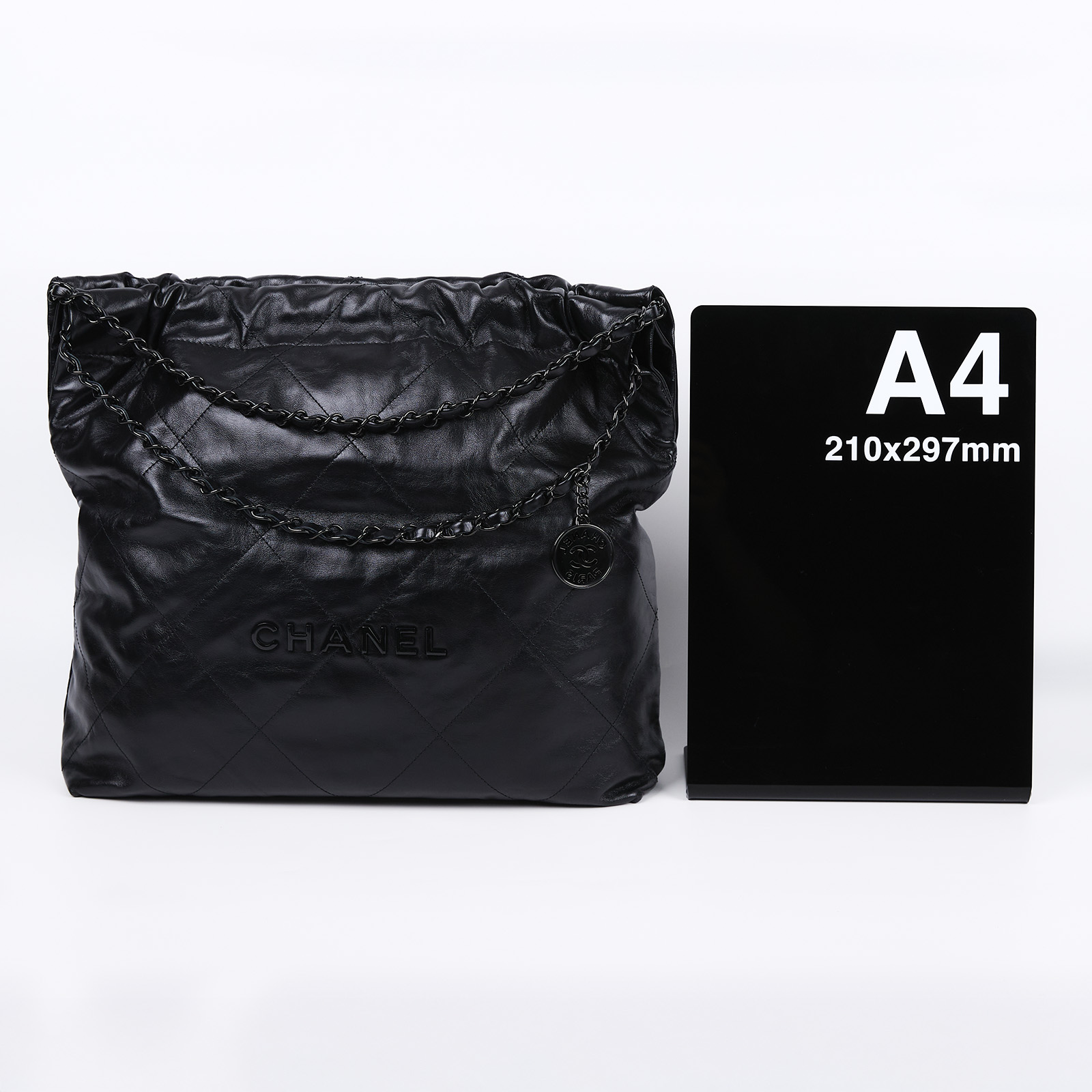 香奈兒 CHANEL 22 中型 束口包 AS3261 晶片款 SO BLACK 22包 中號 防塵袋