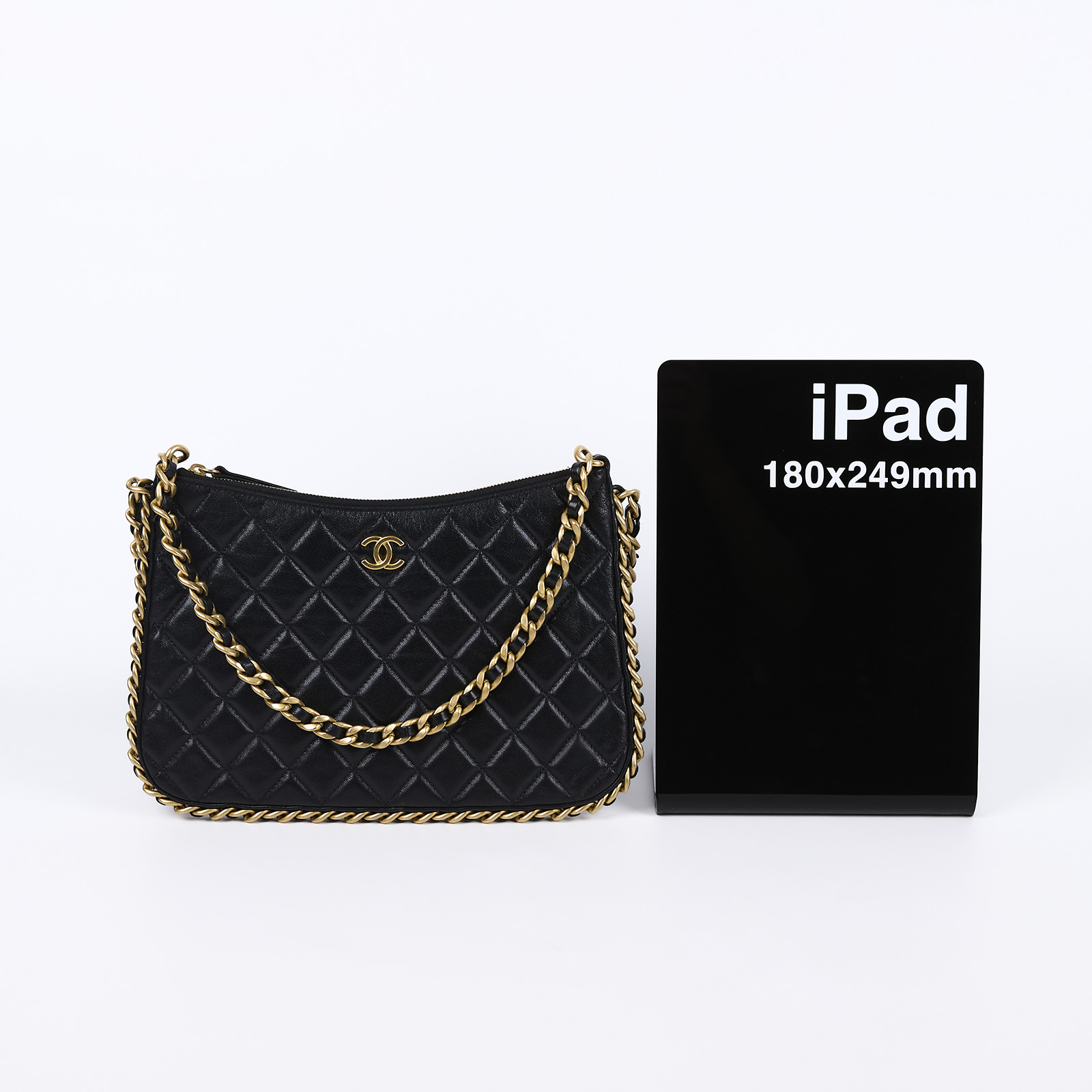 香奈兒 CHANEL 流浪包 Hobo Bag CC LOGO 斜背包  晶片款 HOBO金鍊斜背包 防塵袋