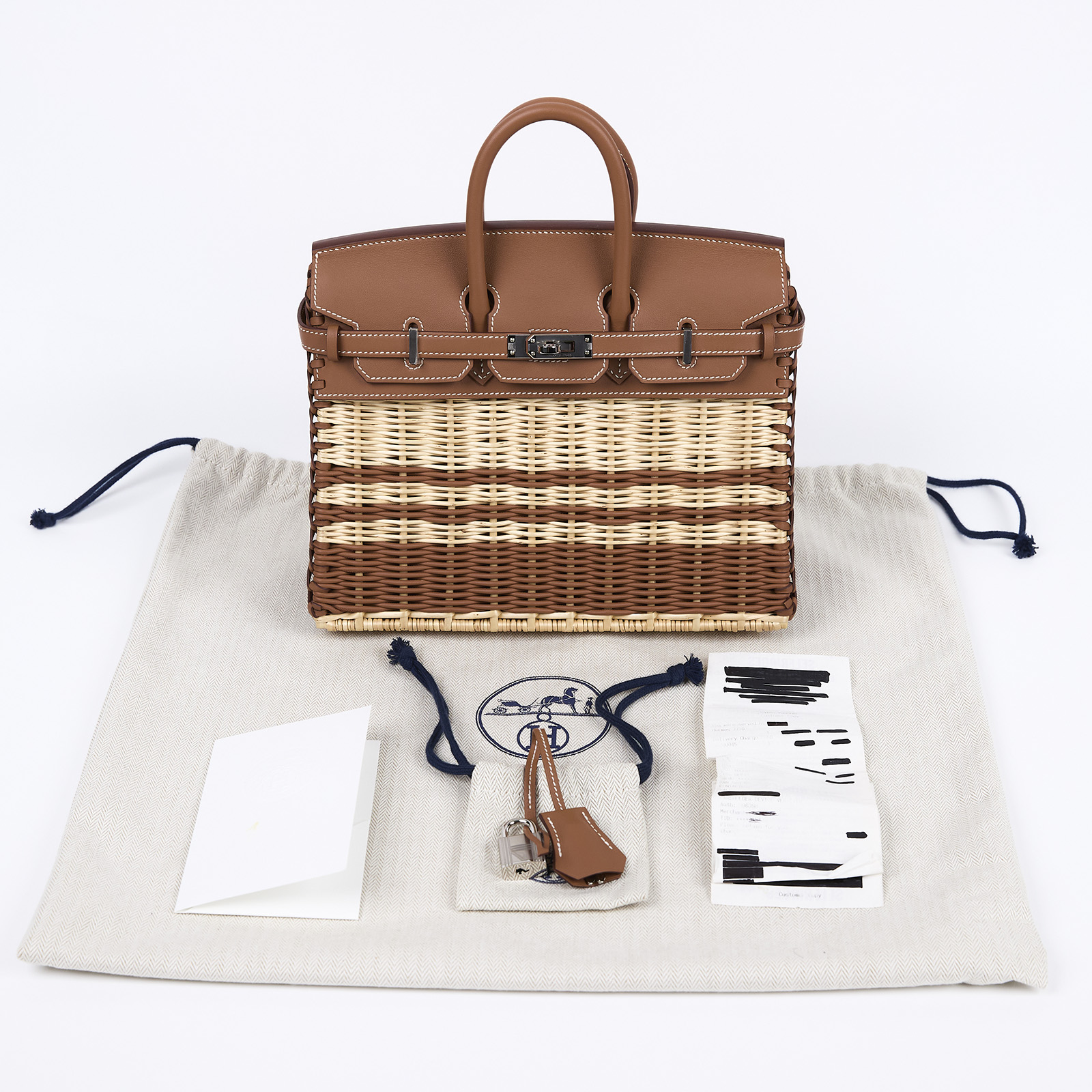 愛馬仕 Hermès Picnic Birkin Bag 柏金包 25 BK25PIC B刻  防塵袋/鎖組/海外購買證明