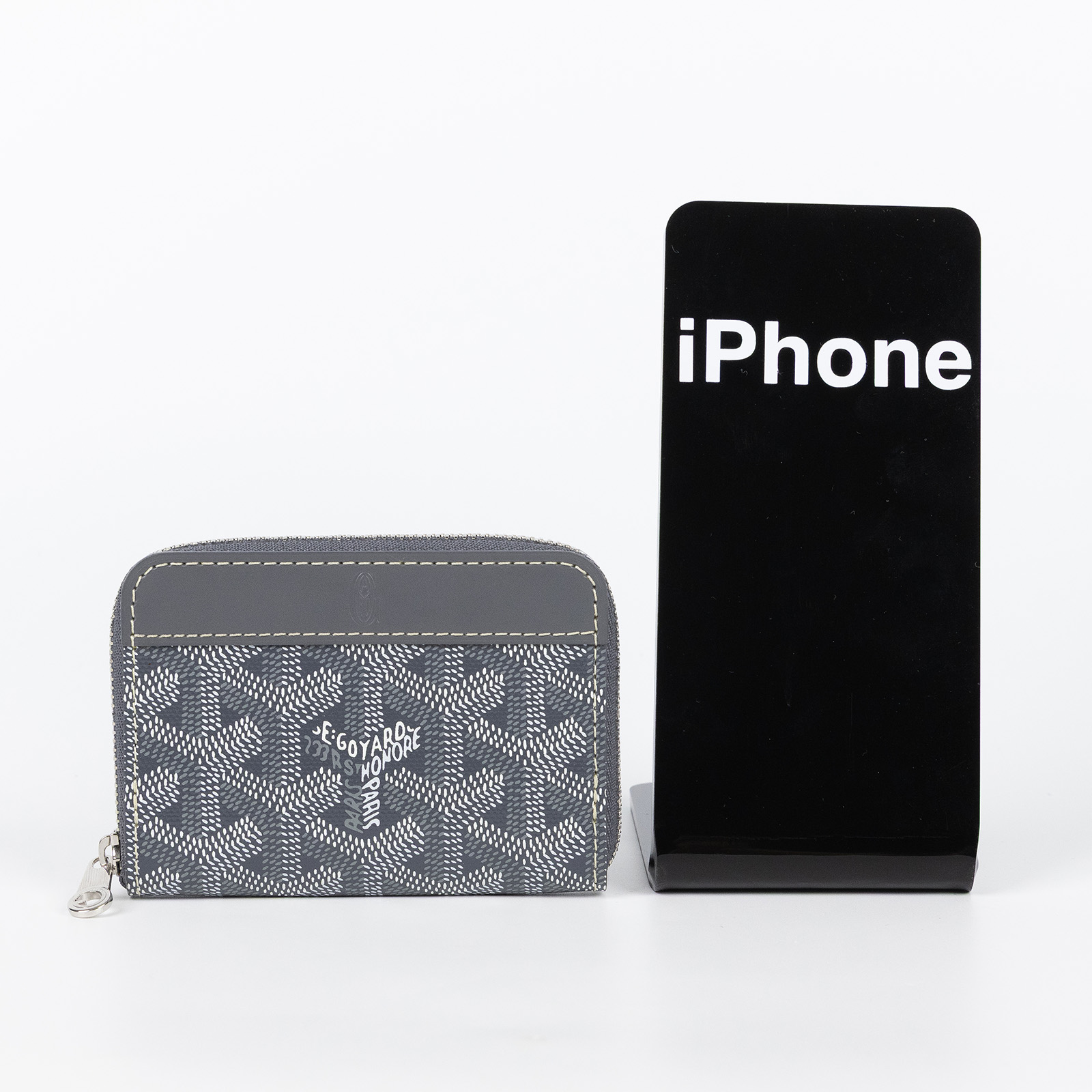 高雅德 GOYARD Matignon Mini Wallet 錢包 拉鍊 短夾 MATIGNMINTY 灰拉鍊零錢包 原廠盒子