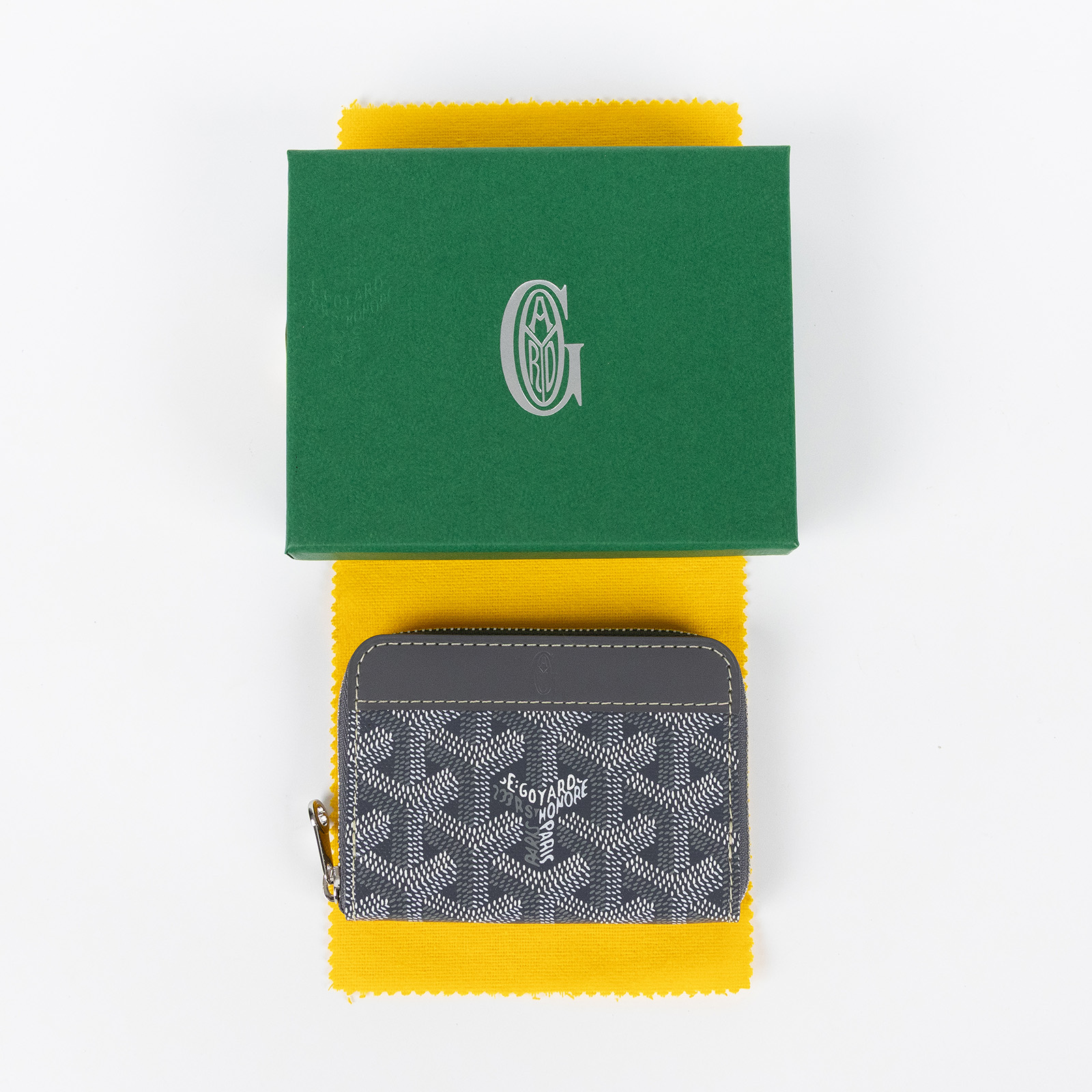 高雅德 GOYARD Matignon Mini Wallet 錢包 拉鍊 短夾 MATIGNMINTY 灰拉鍊零錢包 原廠盒子