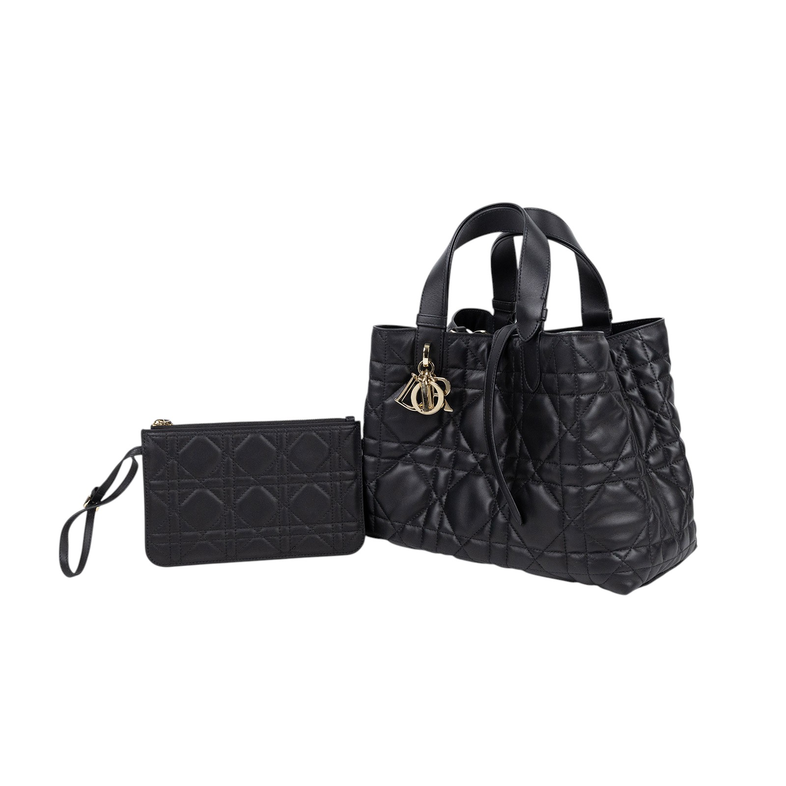 迪奧 CHRISTIAN DIOR Dior Toujours 中型 手提袋 小牛皮 M2821 黑TOUJOURS托特包 原廠盒子/防塵袋/保證卡