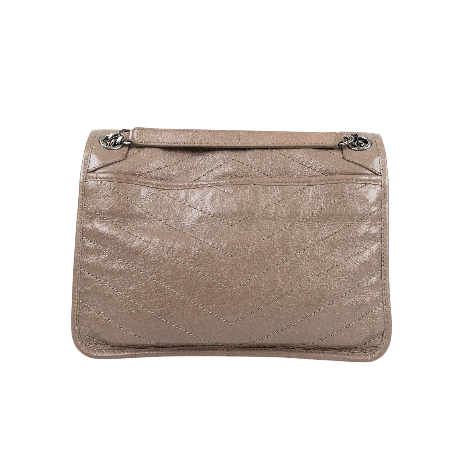 聖羅蘭 YSL SAINT LAURENT Niki 復古皮革 中型手袋 6331580EN04 灰NIKI中號 無附屬品