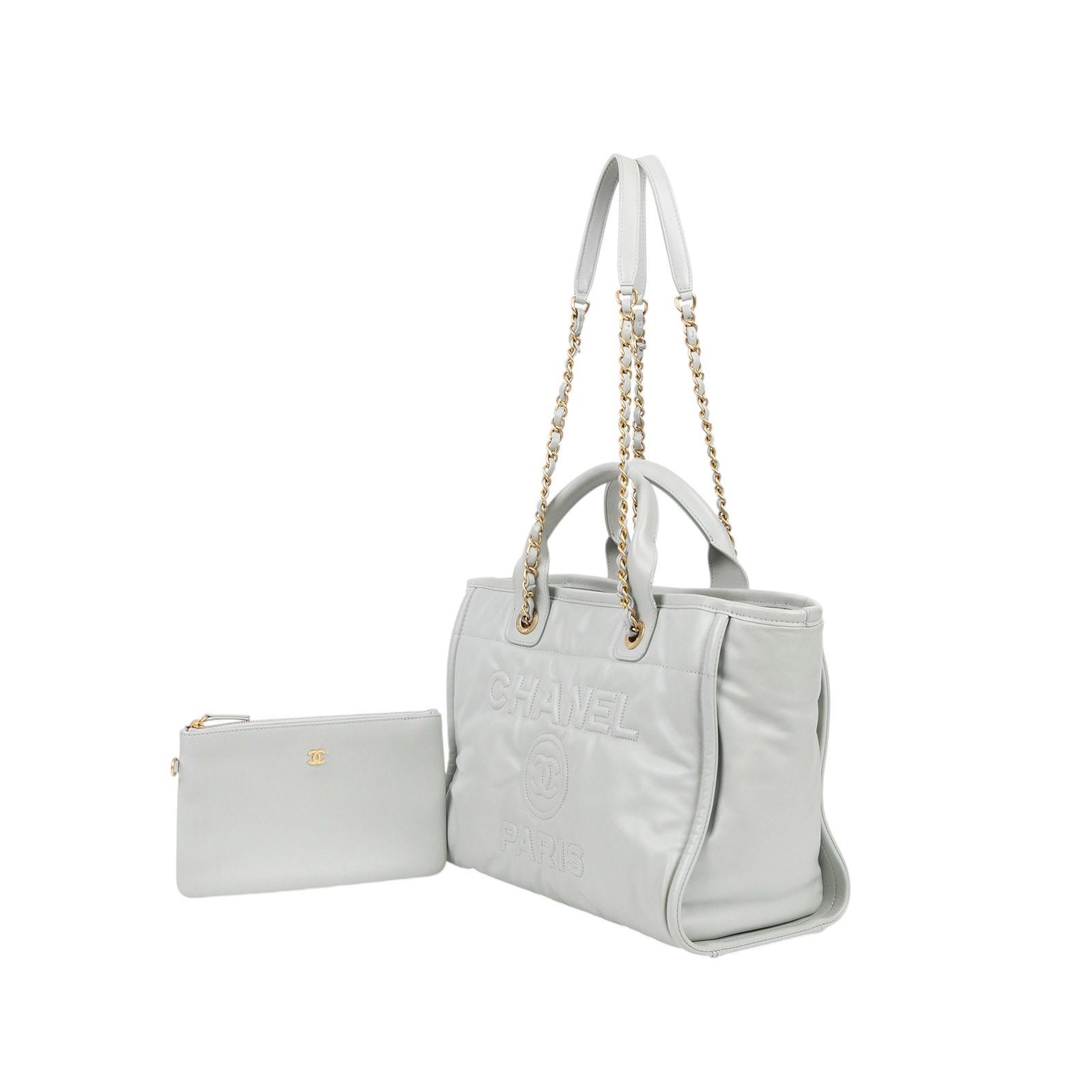 香奈兒 CHANEL 沙灘包 托特包 AS3351 晶片款 灰全皮沙灘包 防塵袋