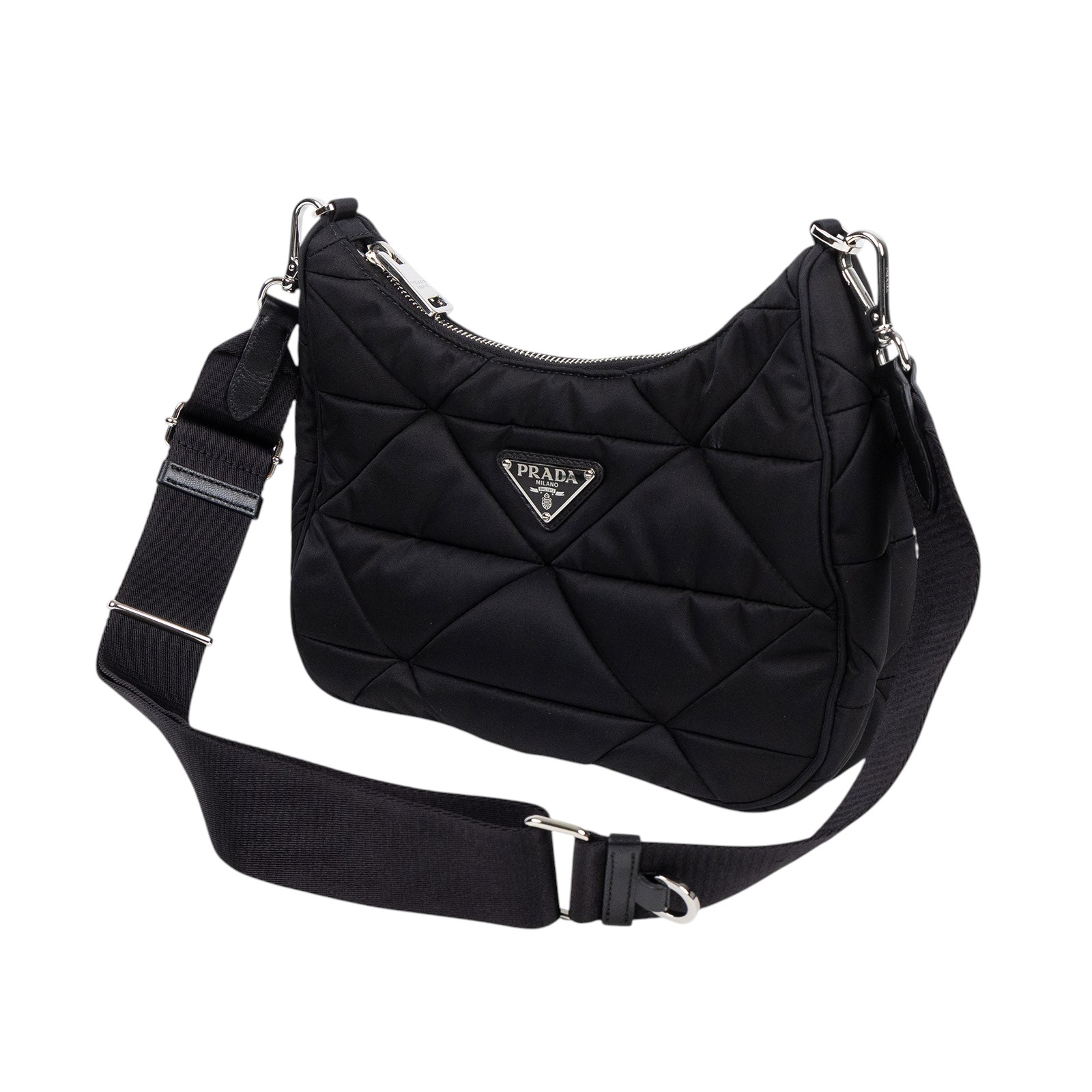 普拉達 PRADA Re-Nylon 單肩 斜胯包 1BC151_RDJN 黑尼龍斜背包 原廠盒子/背帶