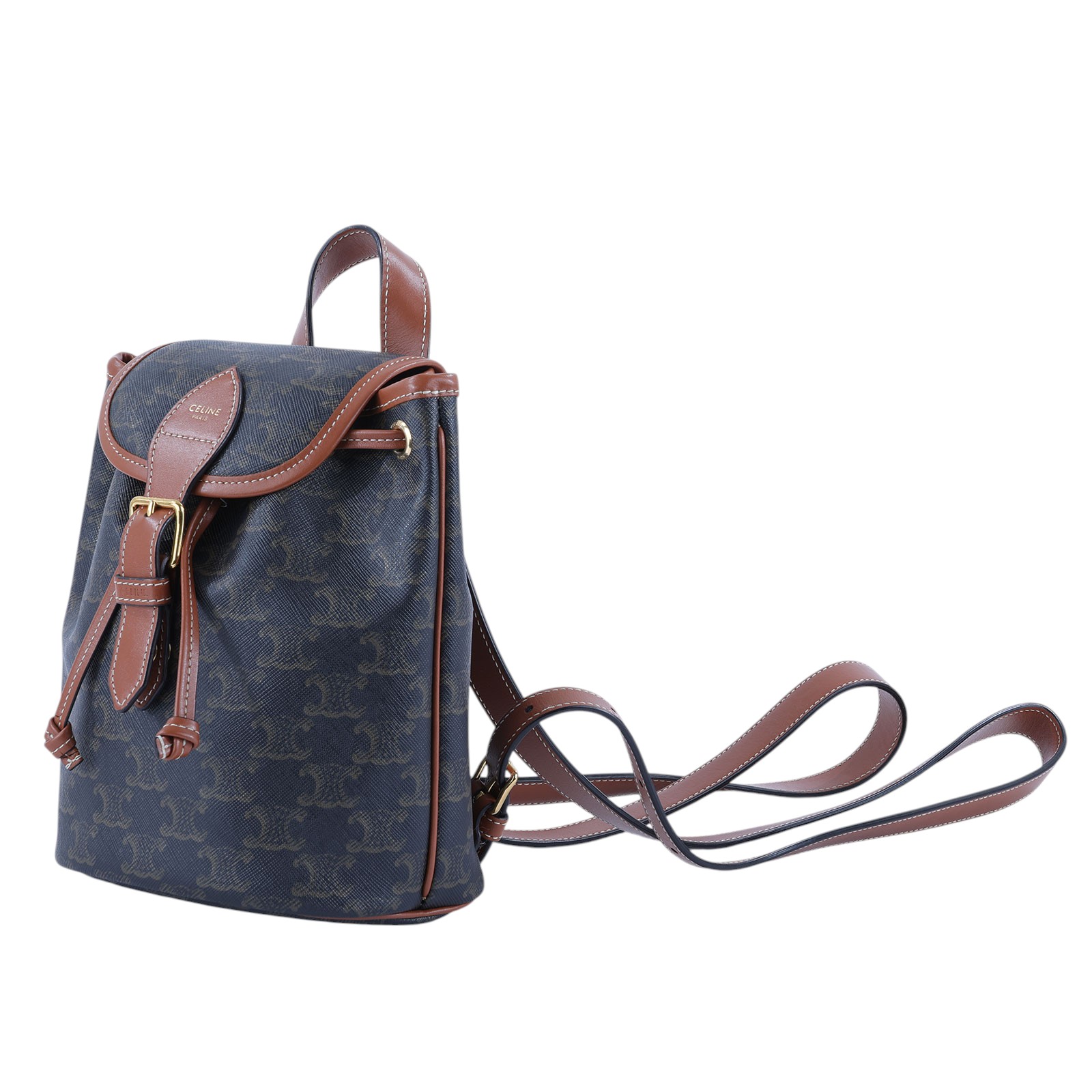 思琳 CELINE Triomphe帆布 小牛皮 迷你 Folco 後背包 197662CAS 原花TRIOMPHE FOLCO後背包 防塵袋