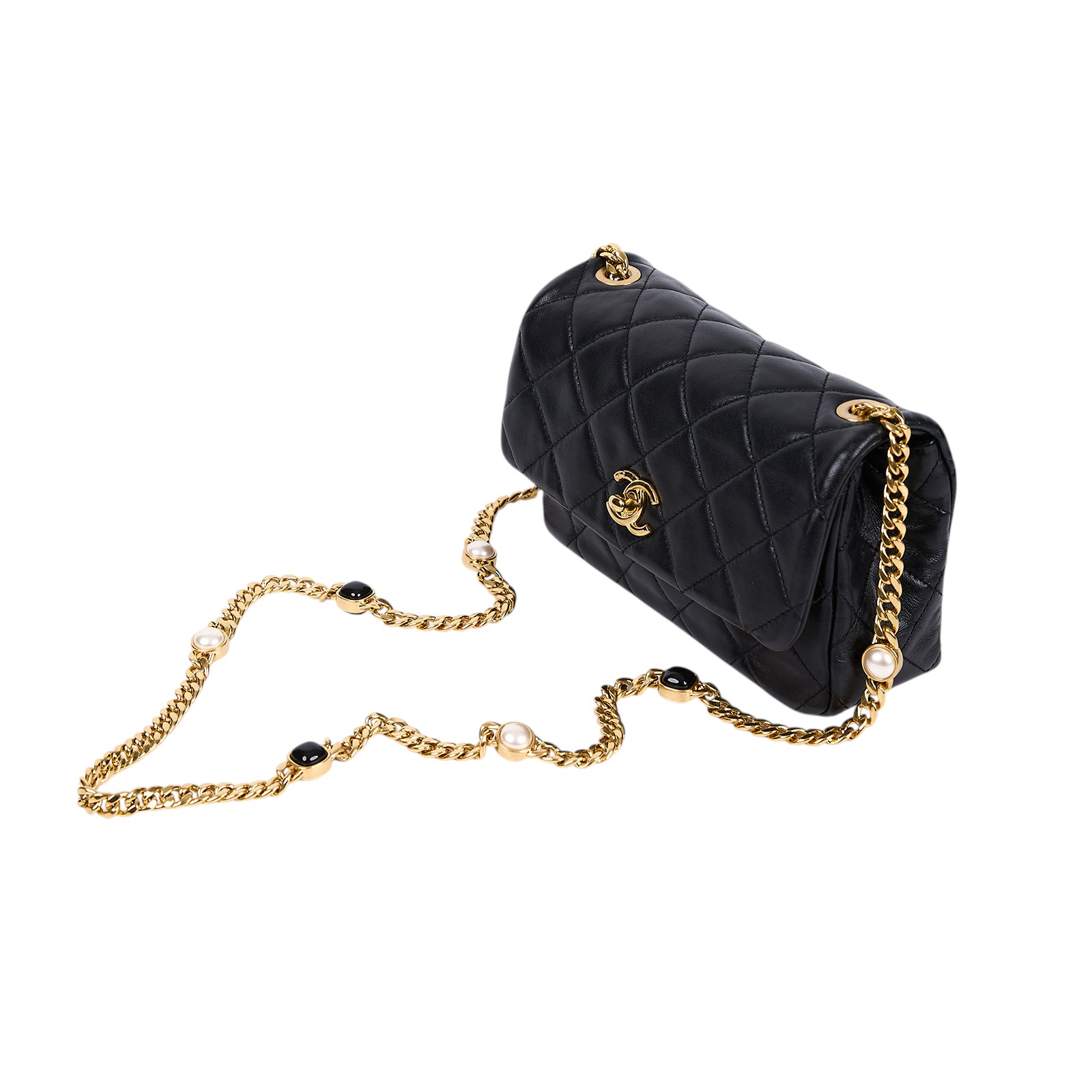 香奈兒 CHANEL 珠寶鍊 口蓋包 AS3479 晶片款 黑羊金釦珠寶鍊 季節款 原廠盒子/防塵袋/購買證明