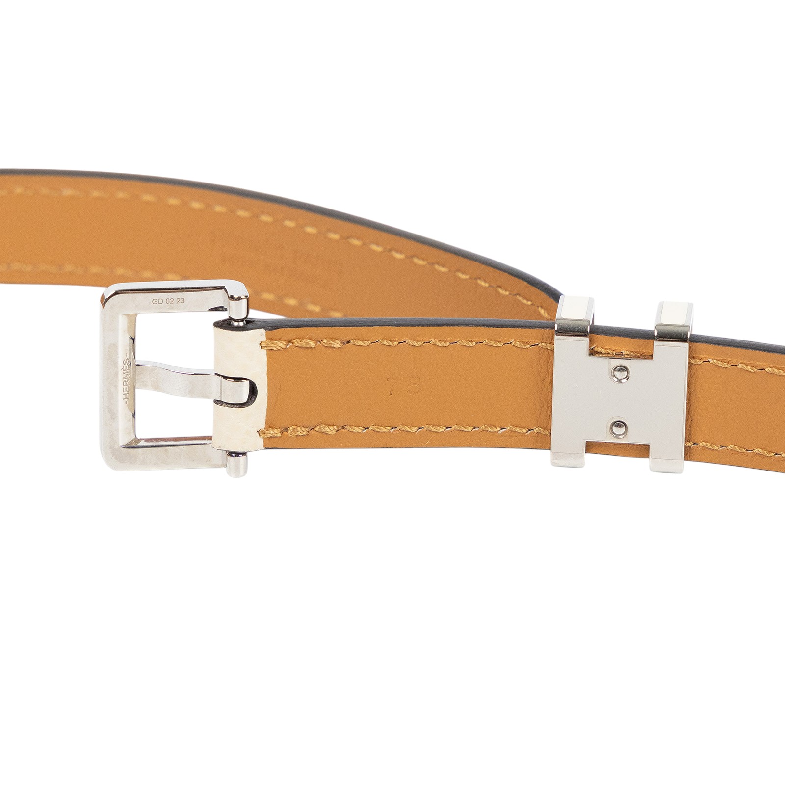 愛馬仕 Hermes Pop H 15 腰帶 粉筆白 銀色扣 H081087CK10075 POP米白細皮帶 #75 無附屬品